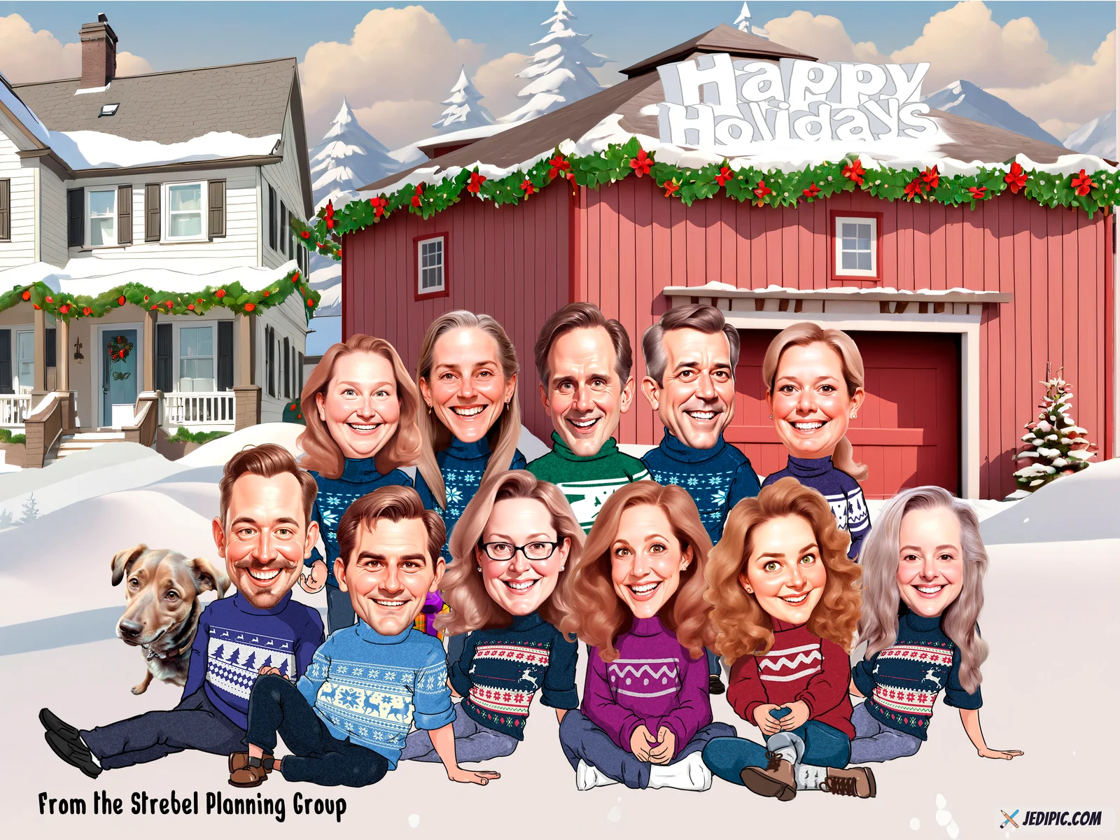 Custom Corporate Team Caricature from Photo — Quarterly Win Team Q4 Celebration Gift