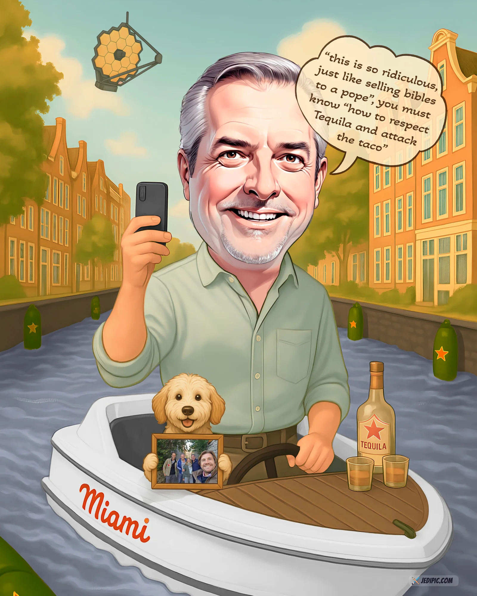 Custom Pet and Owner Caricature from Photo — Owner and Dog Pet Memorial Gift