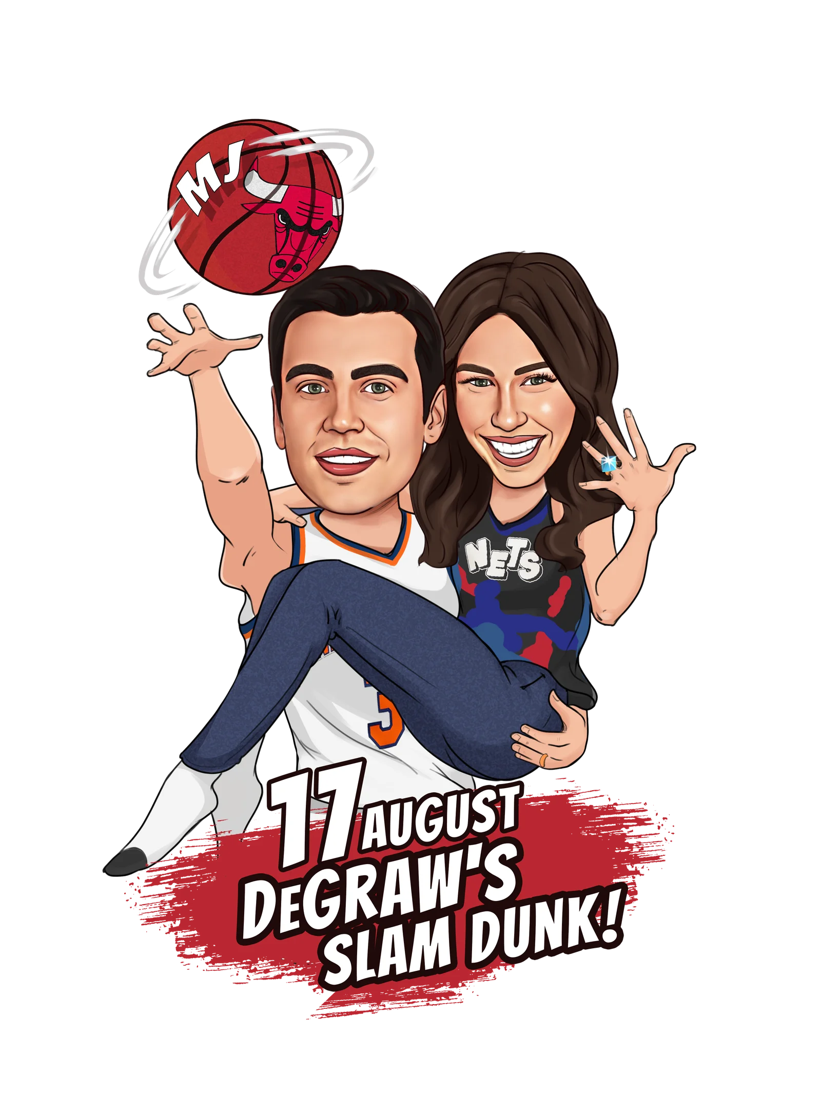 Custom Couple Caricature from Photo — Arm-in-Arm Couple Anniversary Gift
