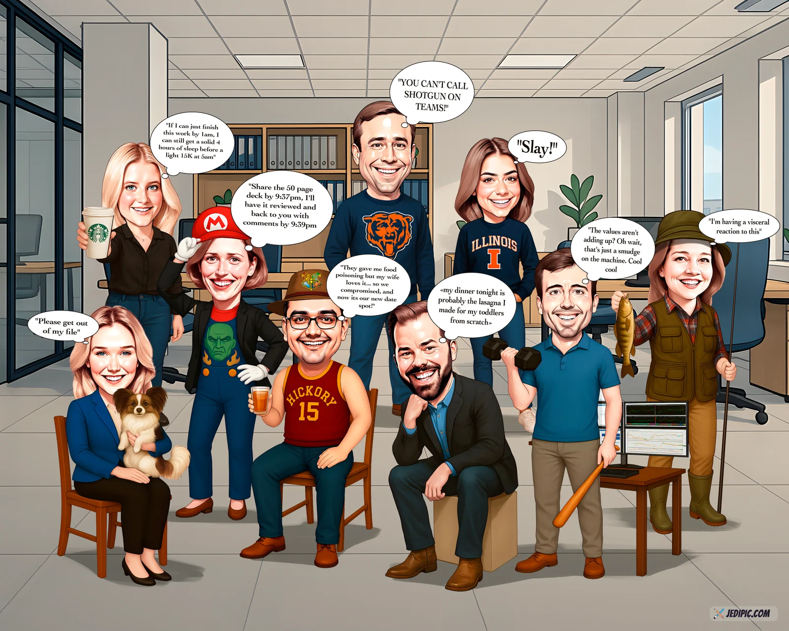 Custom Office Team Caricature from Photo — Office Desk Team Team Appreciation Gift