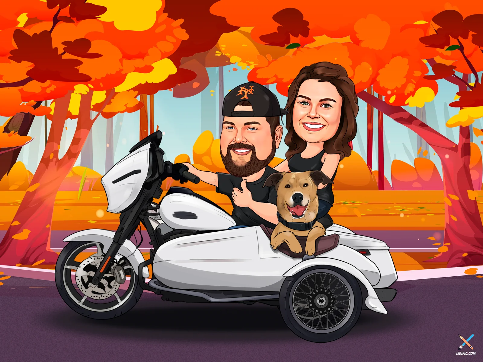 Custom Pet and Owner Caricature from Photo — Dog and Owner Walk Pet Birthday Gift
