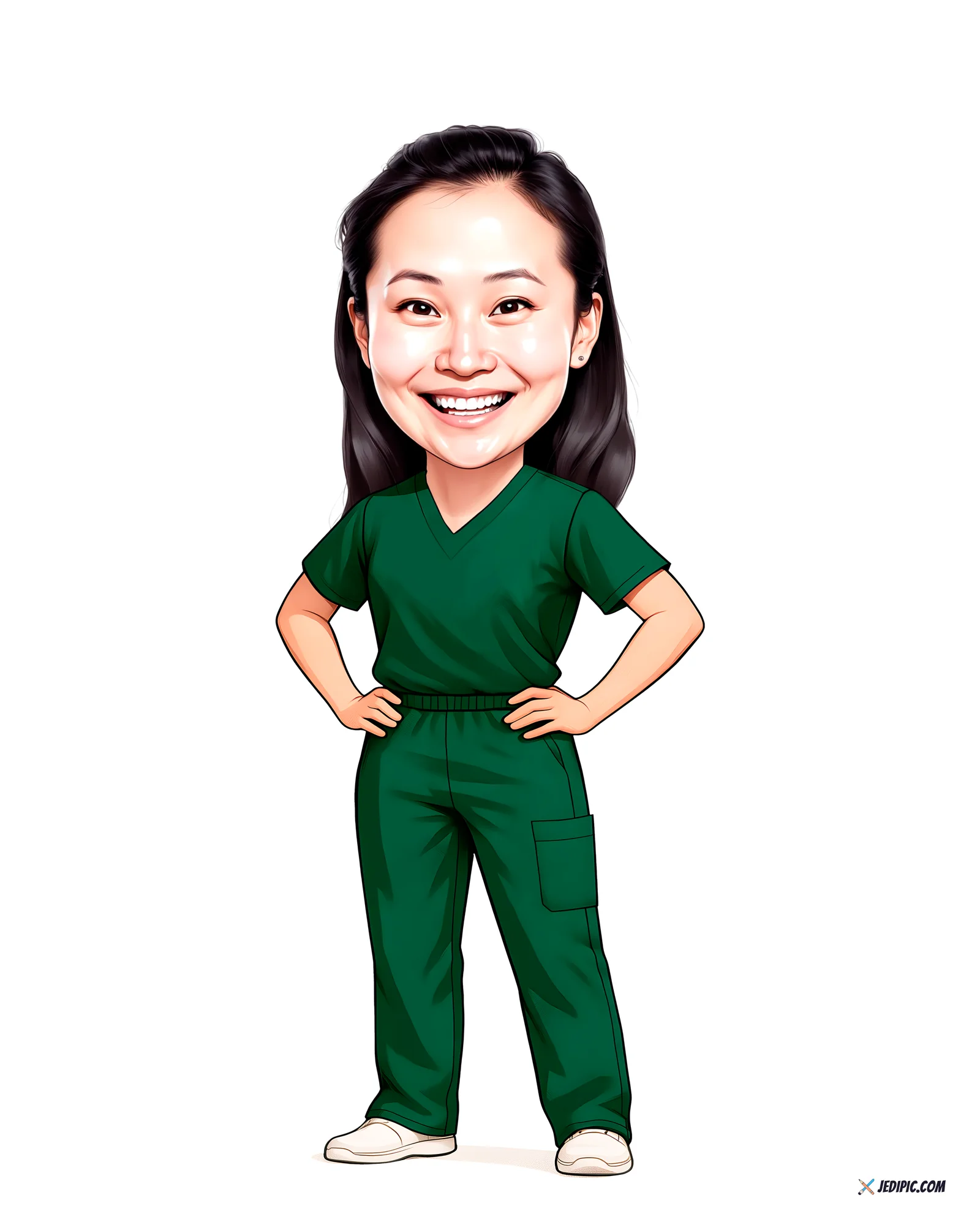 Custom Nurse Caricature from Photo — Nurse in Scrubs Nurses Week Gift