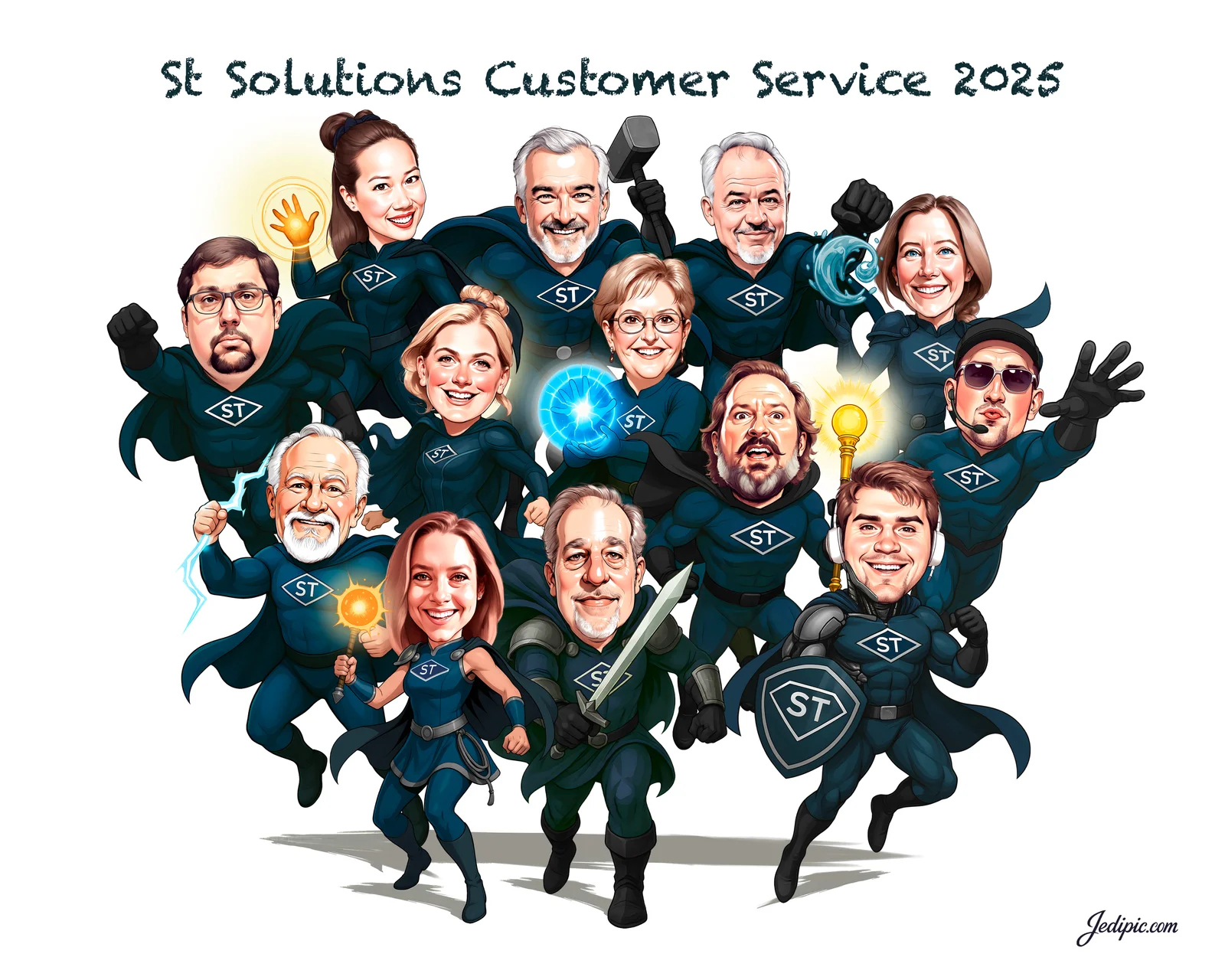 Custom Corporate Team Caricature from Photo — HR Team Group Photo HR Day Gift