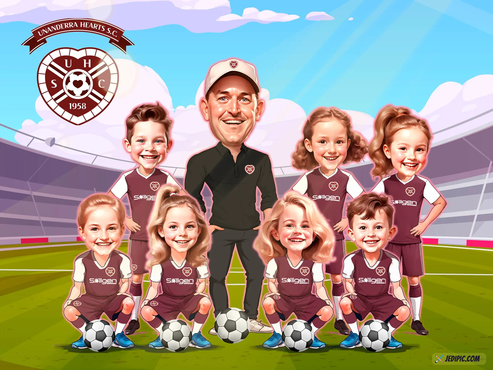 Custom Soccer Caricature from Photo — Youth Soccer Trophy Season End Gift