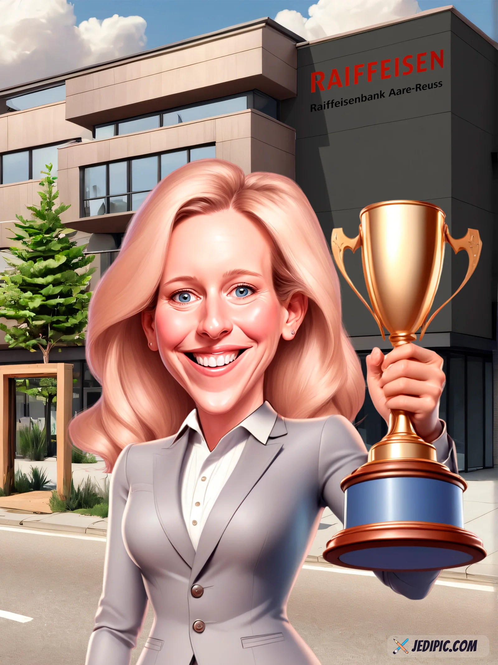 Custom Professional Caricature from Photo — Tradesperson with Gear Career Milestone Gift