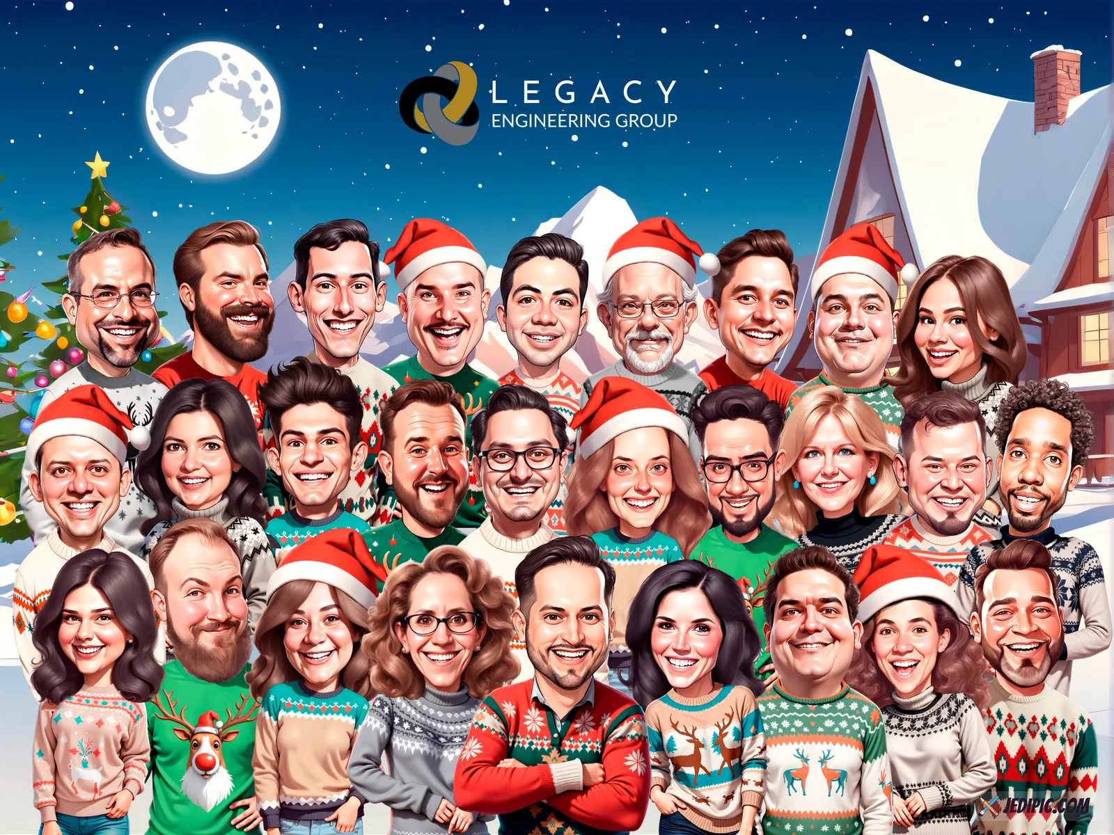 Custom Corporate Team Caricature from Photo — Startup Founding Team Funding Round Gift