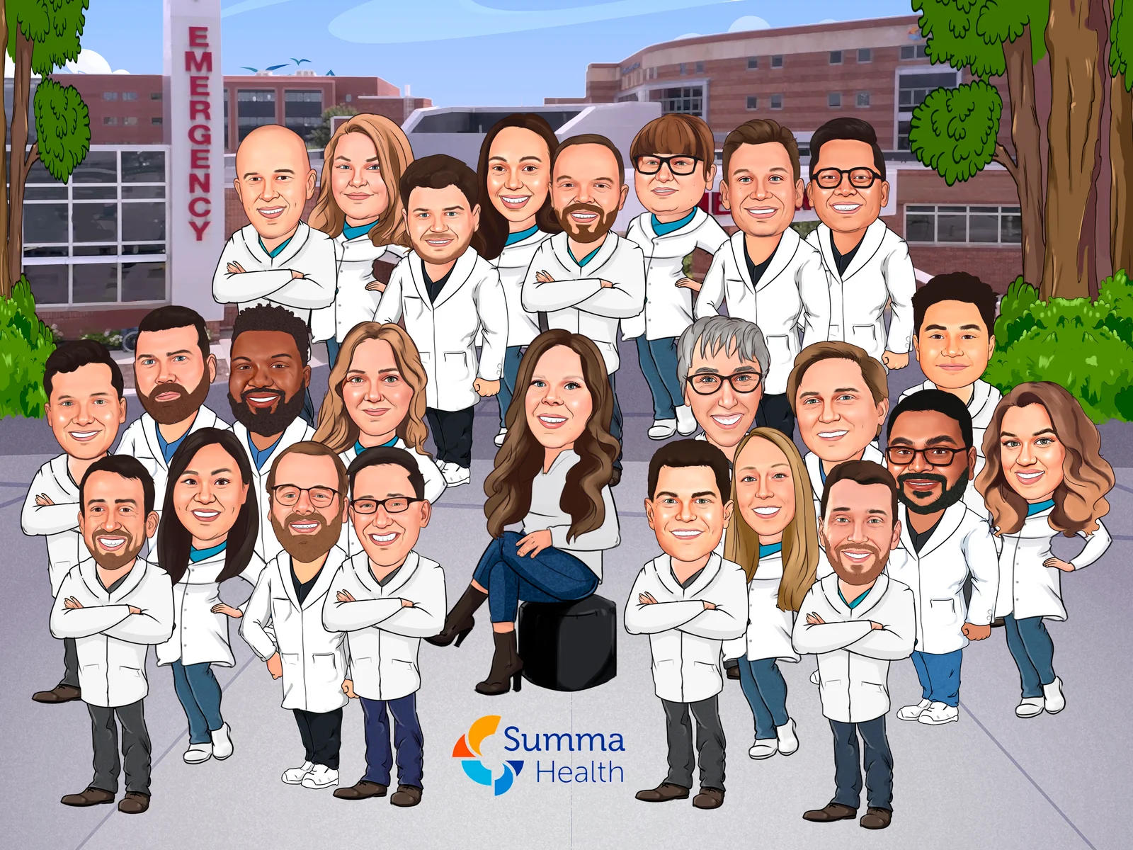 Custom Doctor Caricature from Photo — Doctor in White Coat Doctors Day Gift