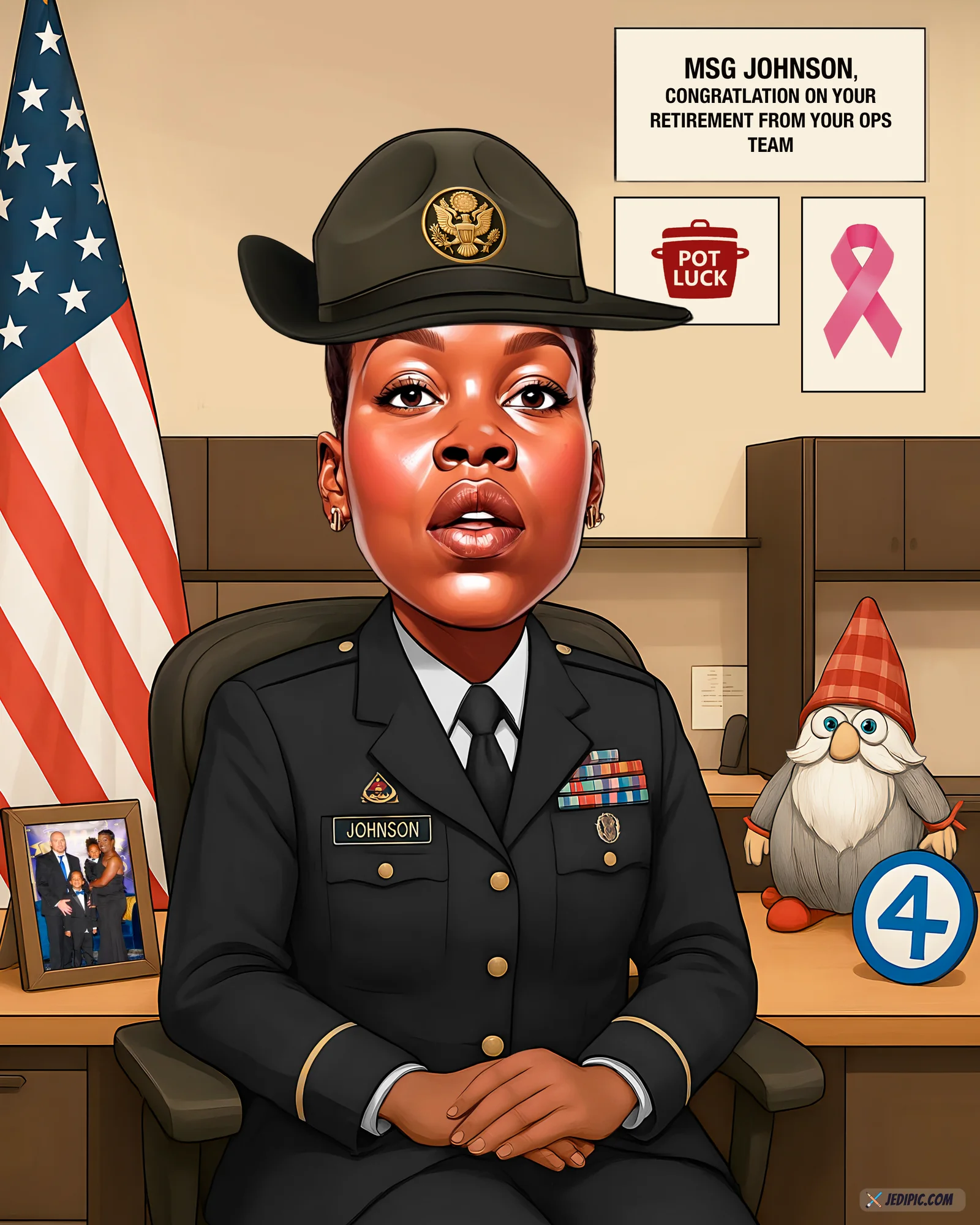 Custom Military Caricature from Photo — Service Member in Dress Deployment Gift