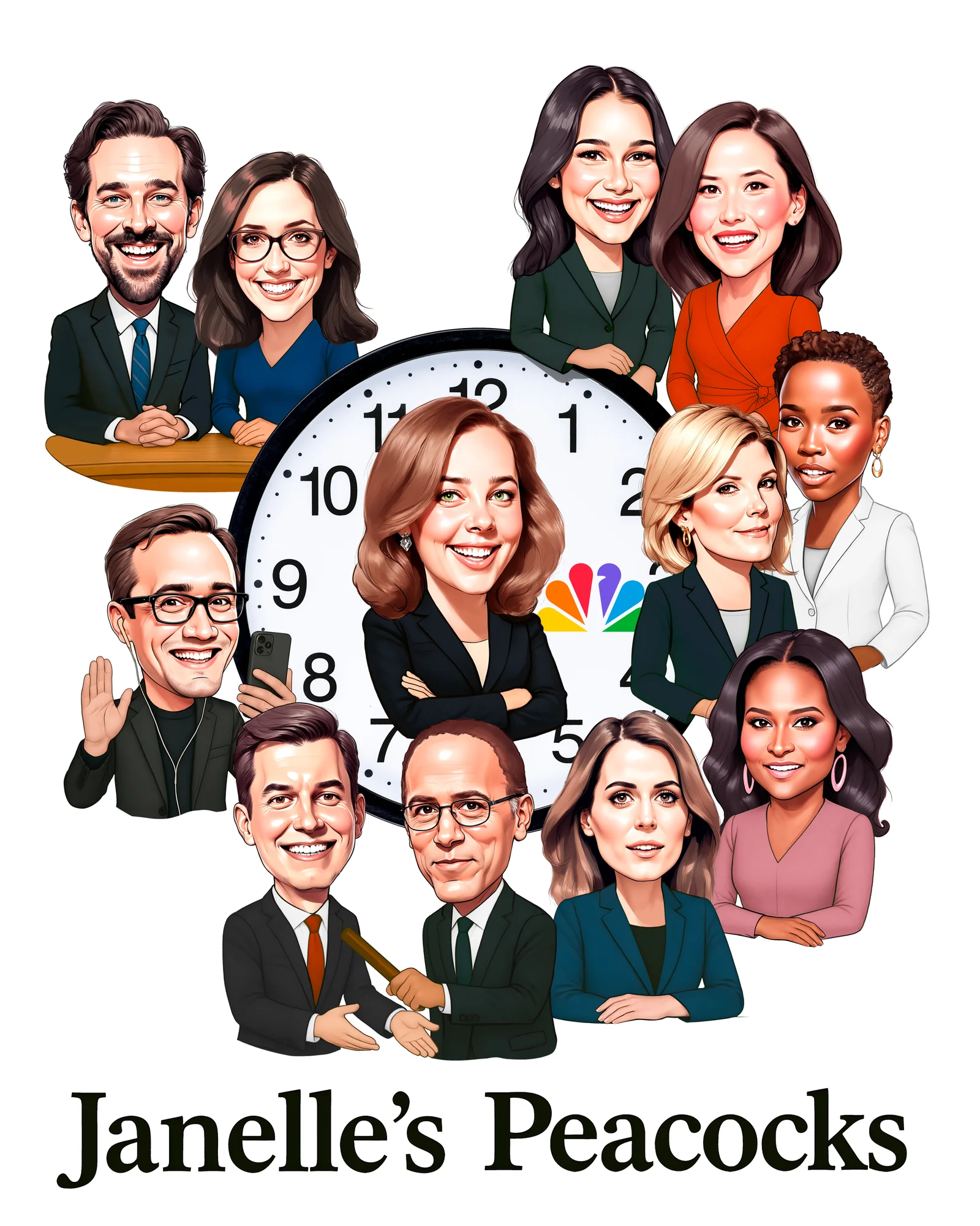 Custom Corporate Team Caricature from Photo — Conference Table Colleagues Team Anniversary Gift