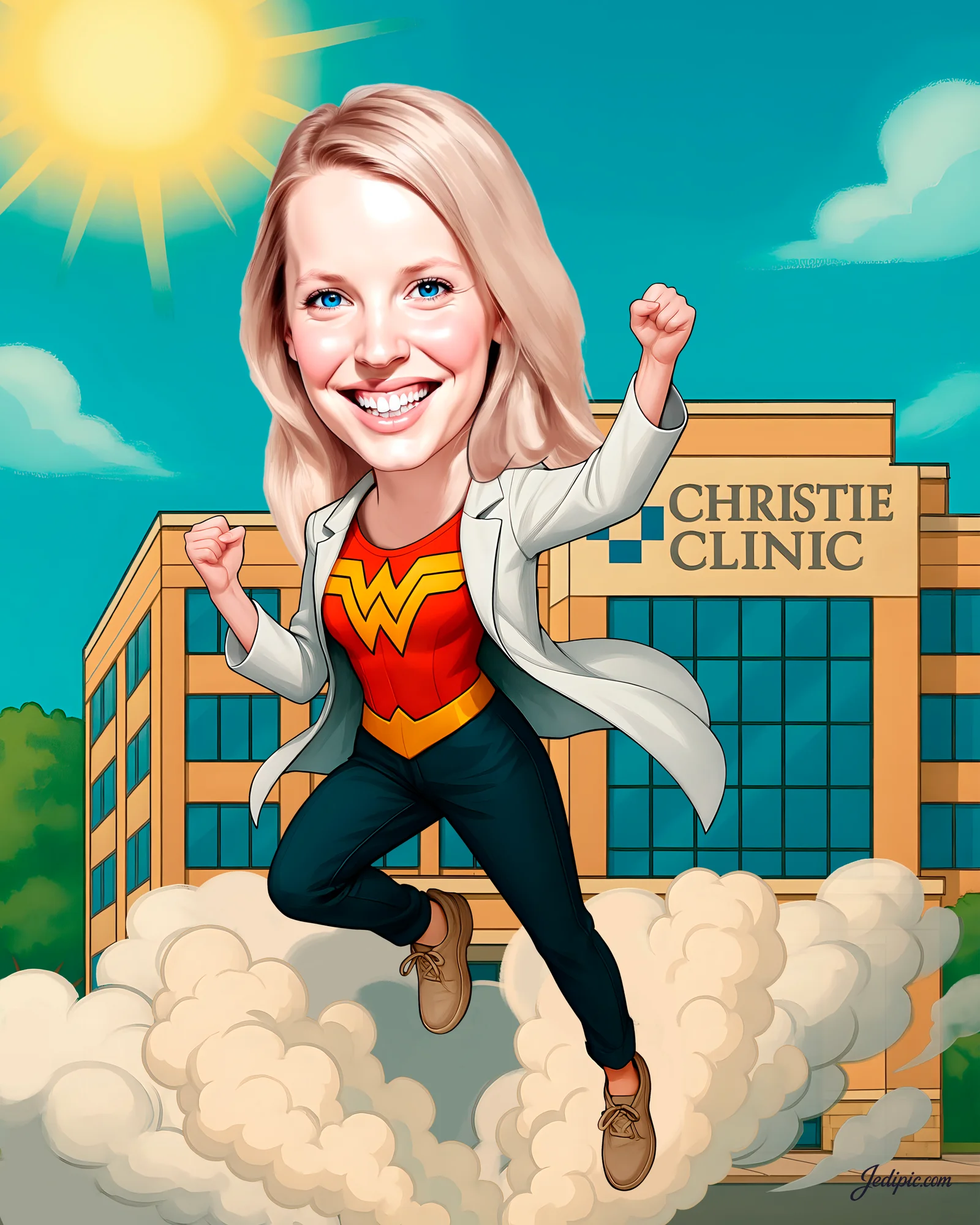 Custom Doctor Caricature from Photo — Physician with Chart Residency Graduation Gift