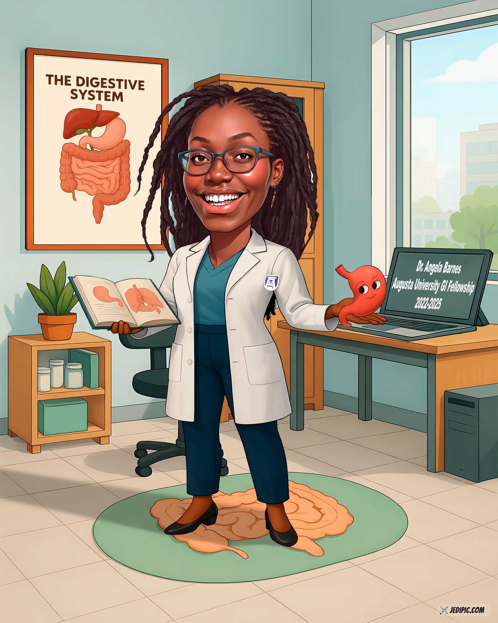 Custom Doctor Caricature from Photo — Doctor in Surgical Scrubs Doctors Day Gift