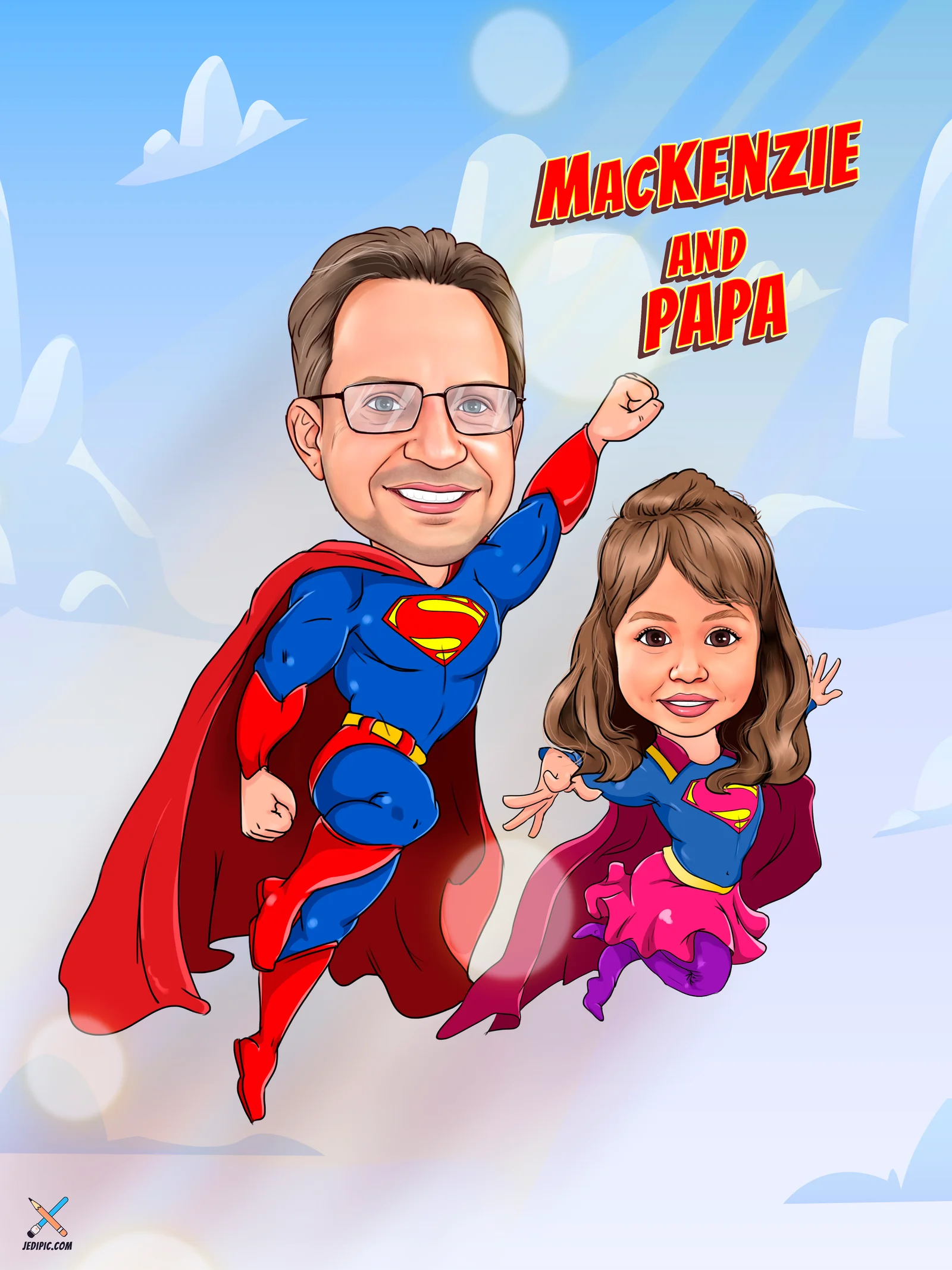 Custom Superhero Caricature from Photo — Superhero Pose Birthday Gift