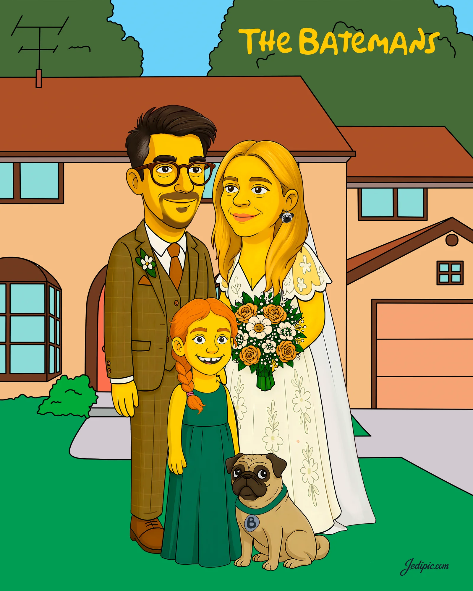 Custom Wedding Caricature from Photo — Bride and Groom Portrait Personalized Ceremony Keepsake Gift