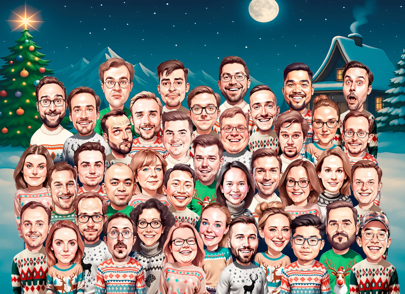Custom Corporate Caricature from Photo — Executive Team Portrait Personalized Boardroom Recognition Gift