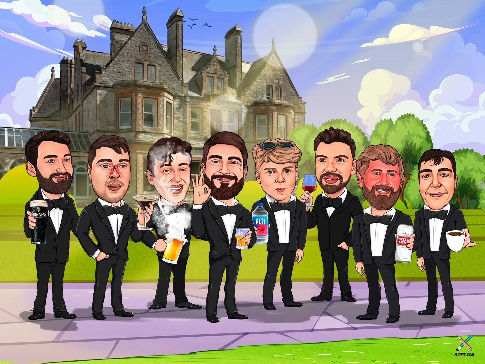 Custom Bachelorette Caricature from Photo — Bride Squad Group Portrait Personalized Bridal Party Weekend Gift