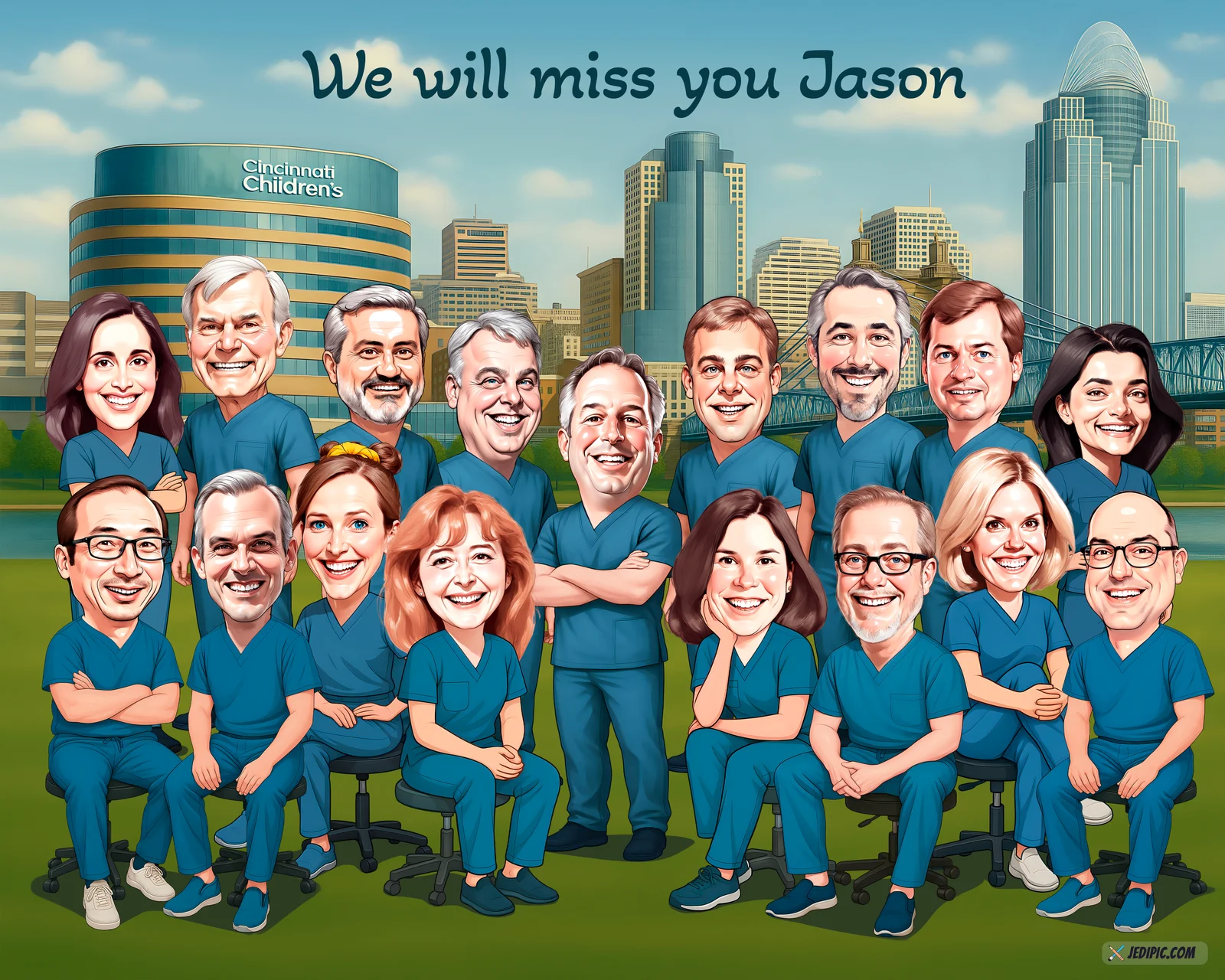 Custom Medical Caricature from Photo — Healthcare Worker Portrait Personalized Nurse Doctor Appreciation Gift