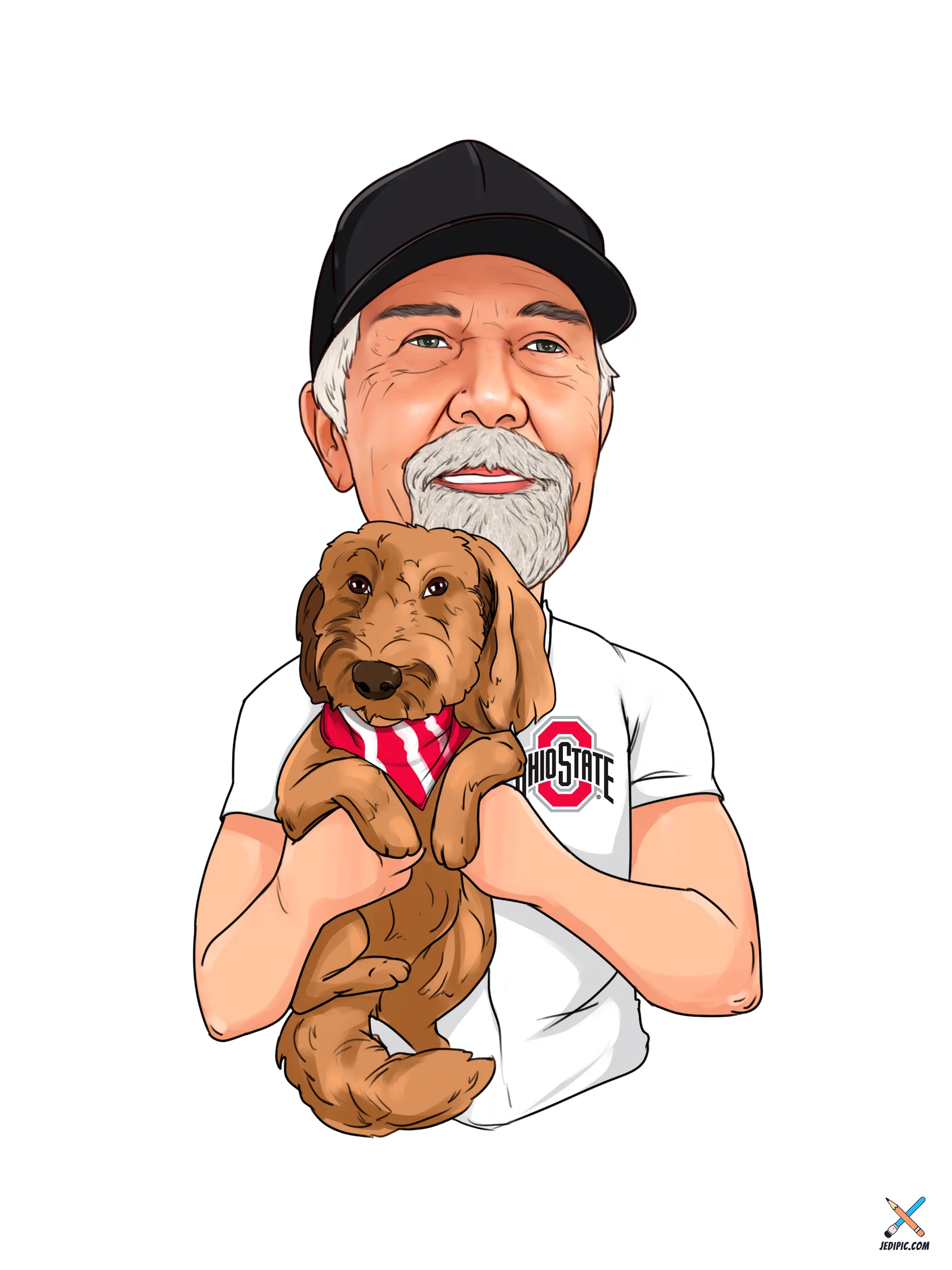 Custom Pet and Owner Caricature from Photo — Human with Dog Portrait Personalized Pet Parent Birthday Gift