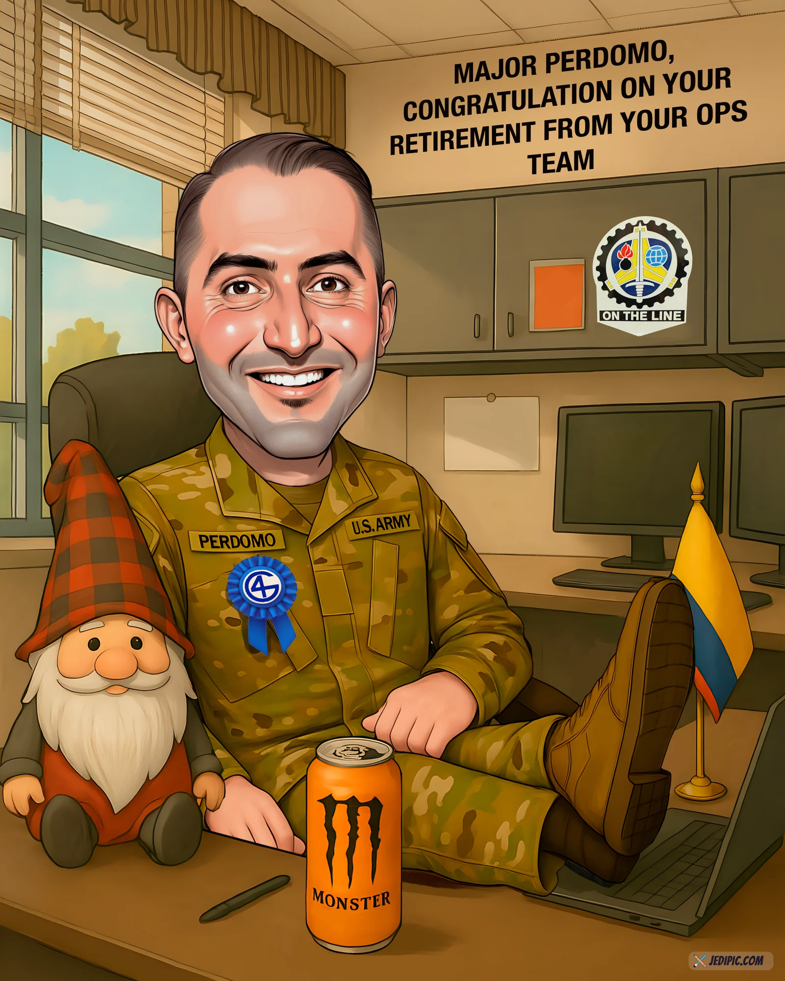 Custom Retirement Caricature from Photo — Coworker Farewell Portrait Personalized Last Day at Work Gift