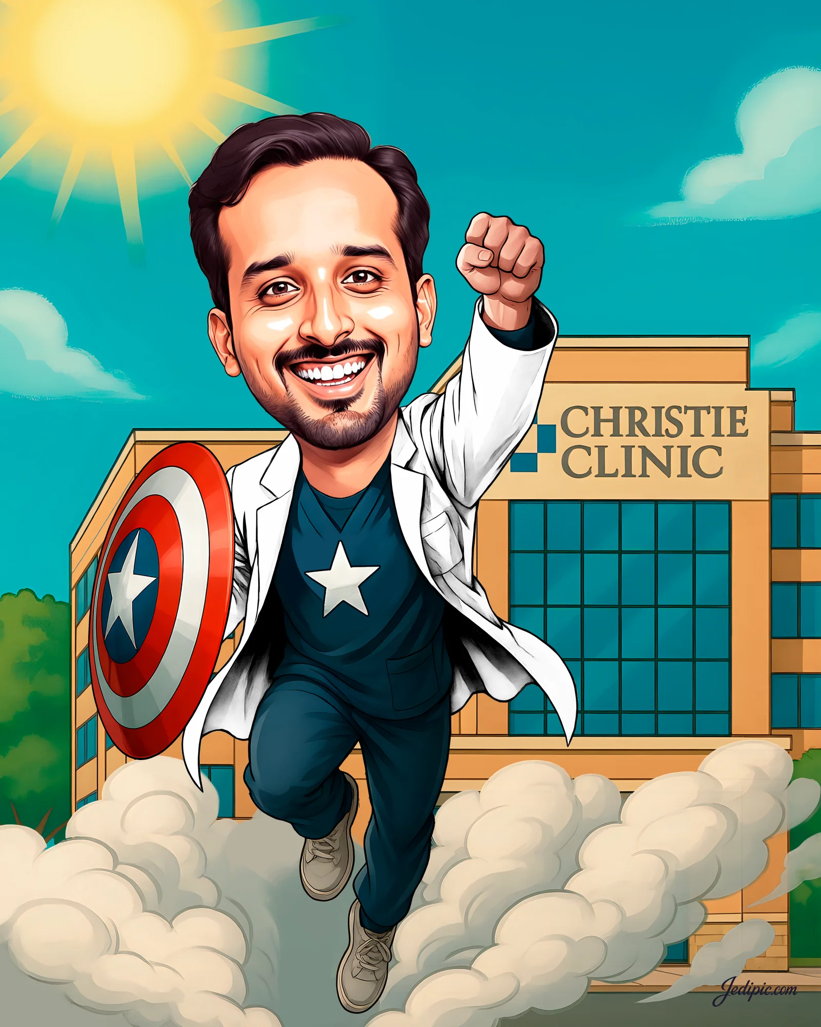Custom Superhero Caricature from Photo — Comic Book Portrait Personalized Kids Bedroom Wall Art Gift