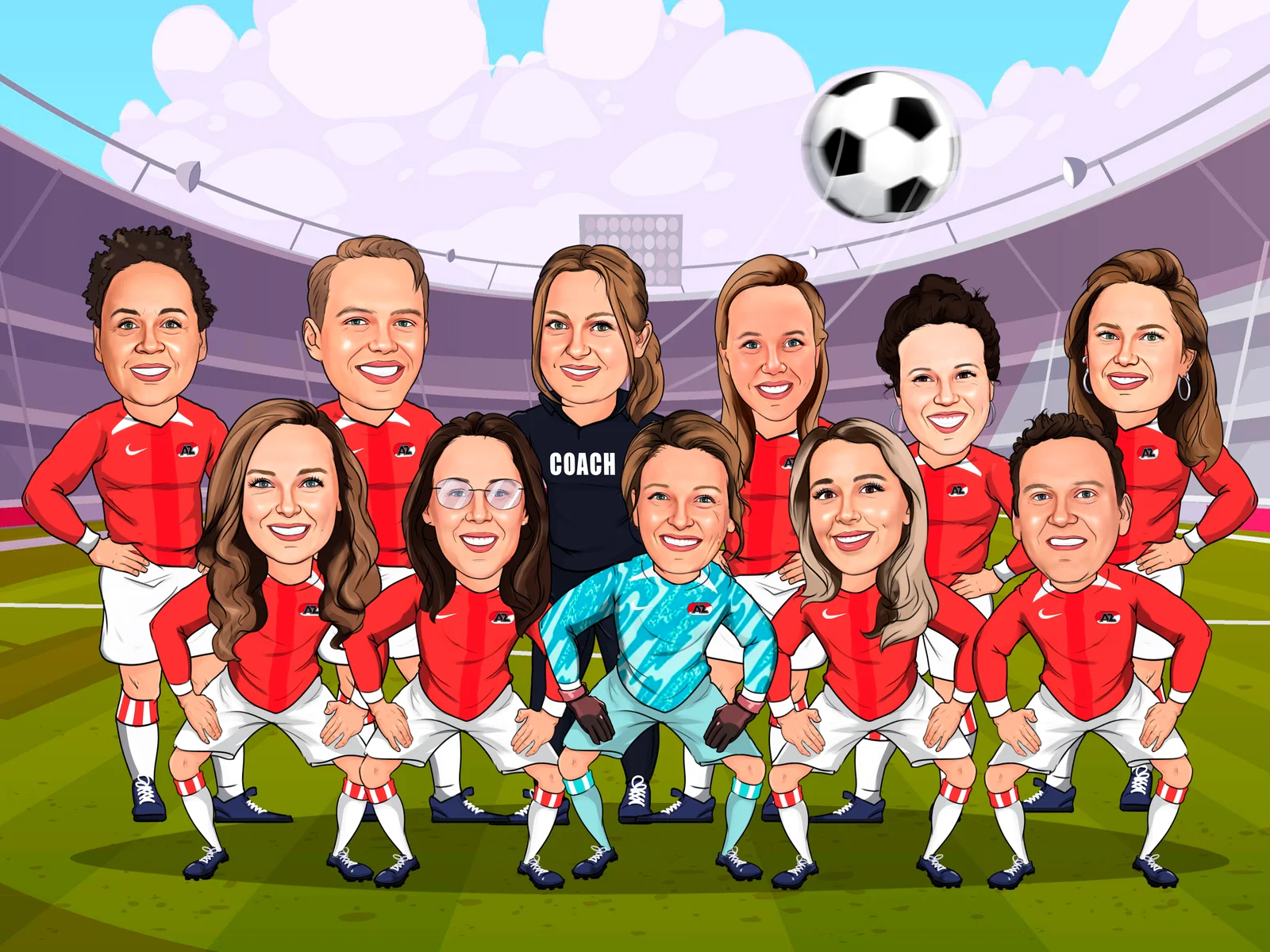 Custom Soccer Caricature from Photo — Youth Player Kit Portrait Personalized Football Trophy Season Gift