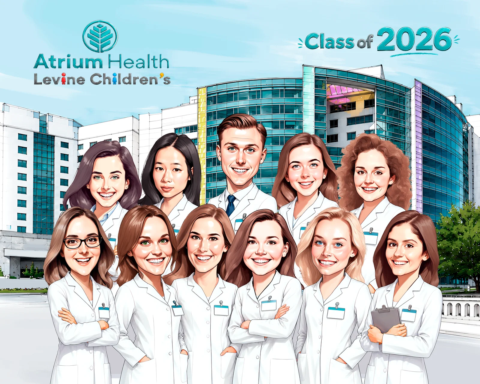 Custom Corporate Caricature from Photo — Cross Functional Team Portrait Personalized Project Wrap Up Gift
