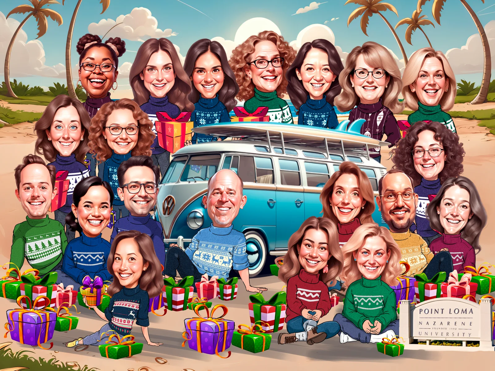 Custom Corporate Caricature from Photo — Small Business Team Portrait Personalized Founders Recognition Gift
