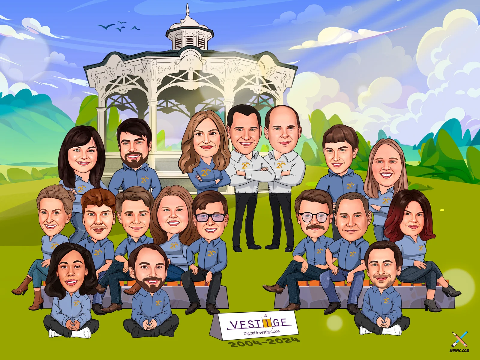 Custom Corporate Caricature from Photo — Executive Leadership Portrait Personalized Company Board Wall Gift