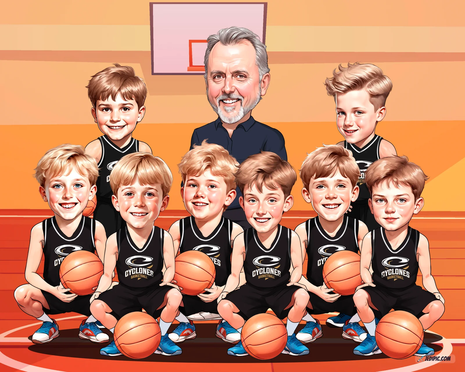 Custom Basketball Caricature from Photo — Youth Player Portrait Personalized Hoops Season Trophy Gift