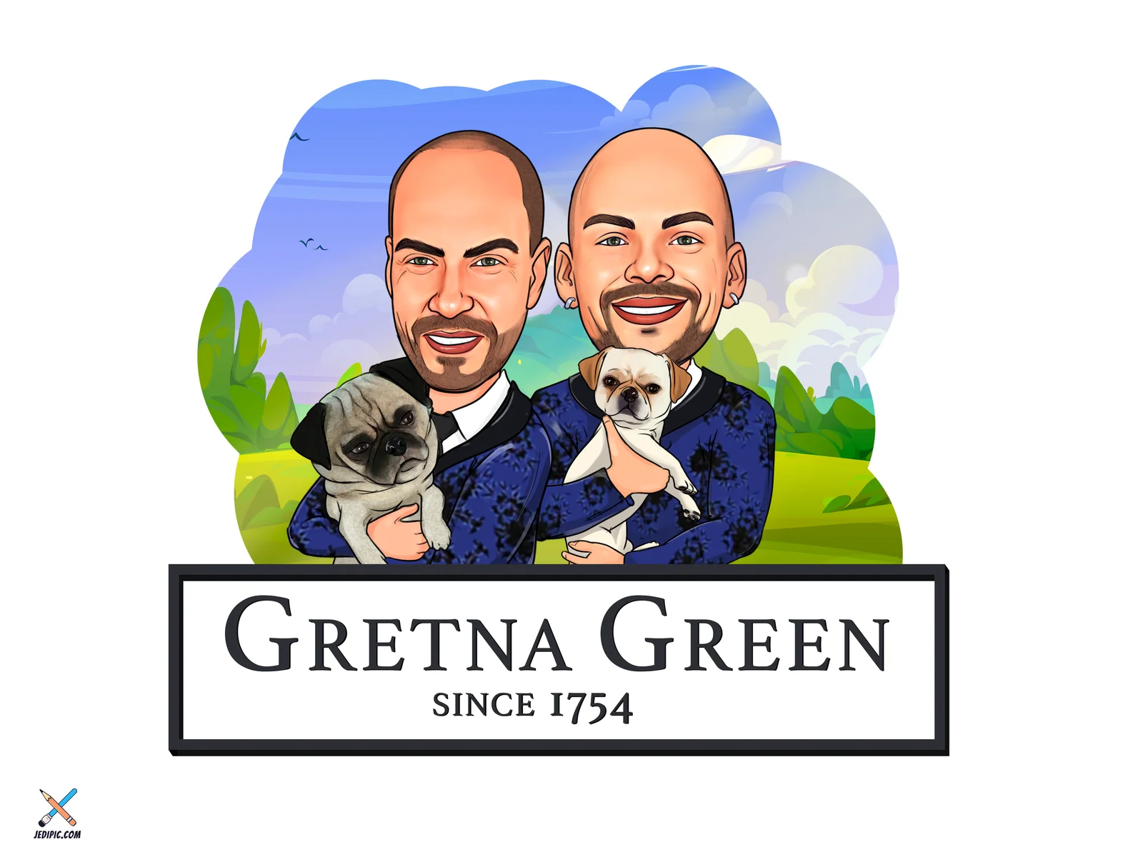 Custom Couple Caricature from Photo — Personalized First Home Portrait Cartoon Engagement Gift Idea