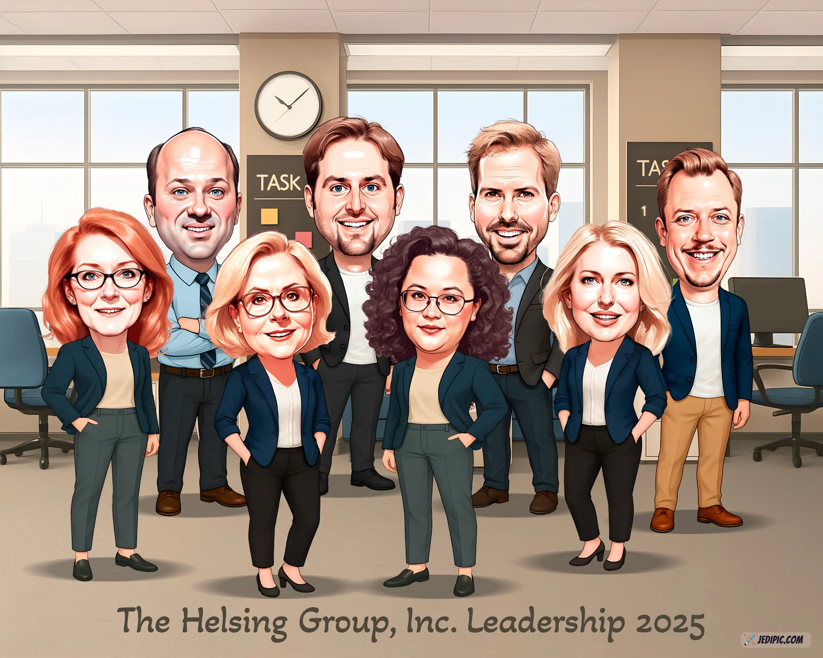 Custom Corporate Team Caricature from Photo — Personalized Restaurant Staff Portrait Cartoon Team Gift