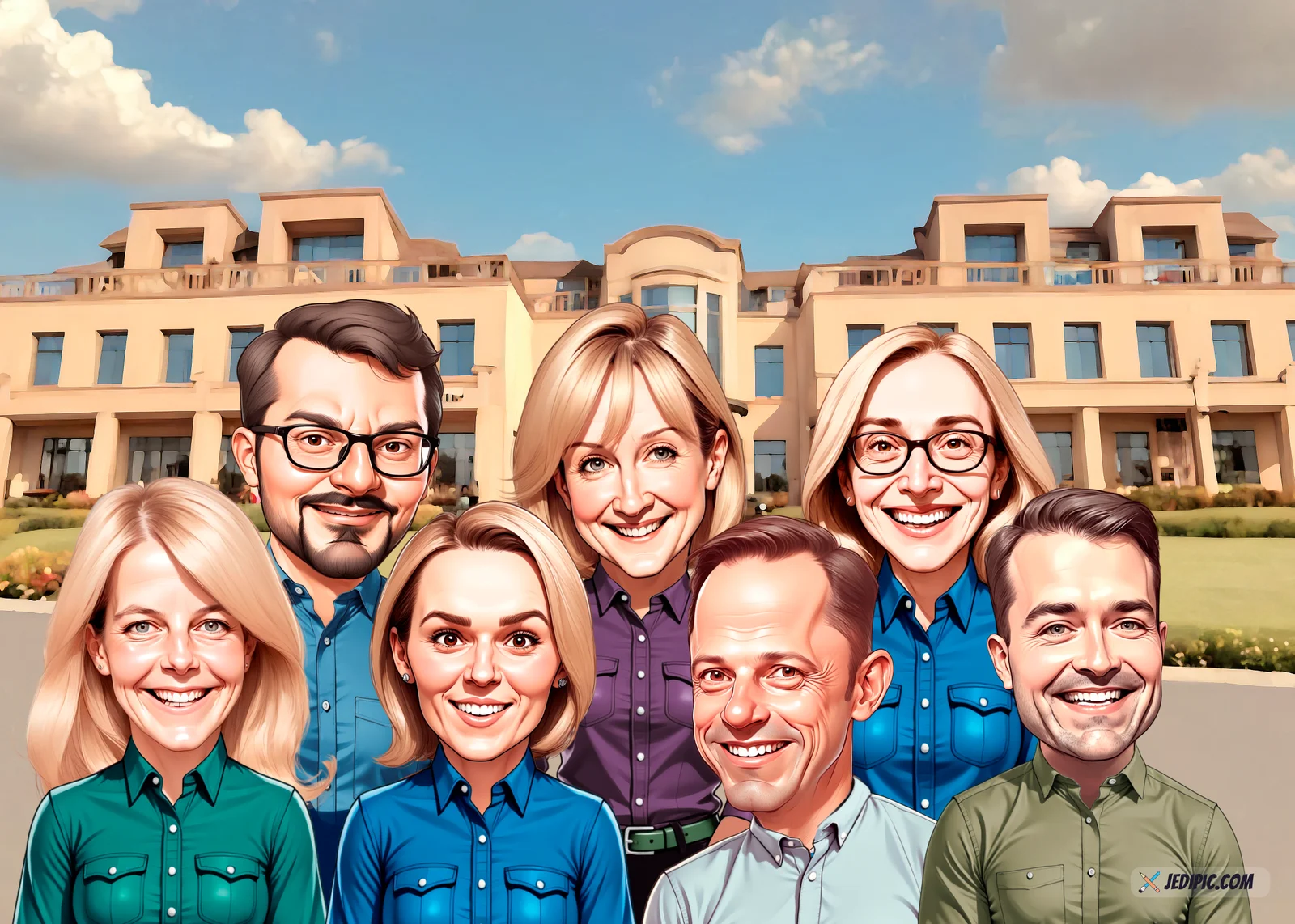 Custom Friends Caricature from Photo — Personalized Group Cartoon Portrait Birthday Bestie Reunion Gift