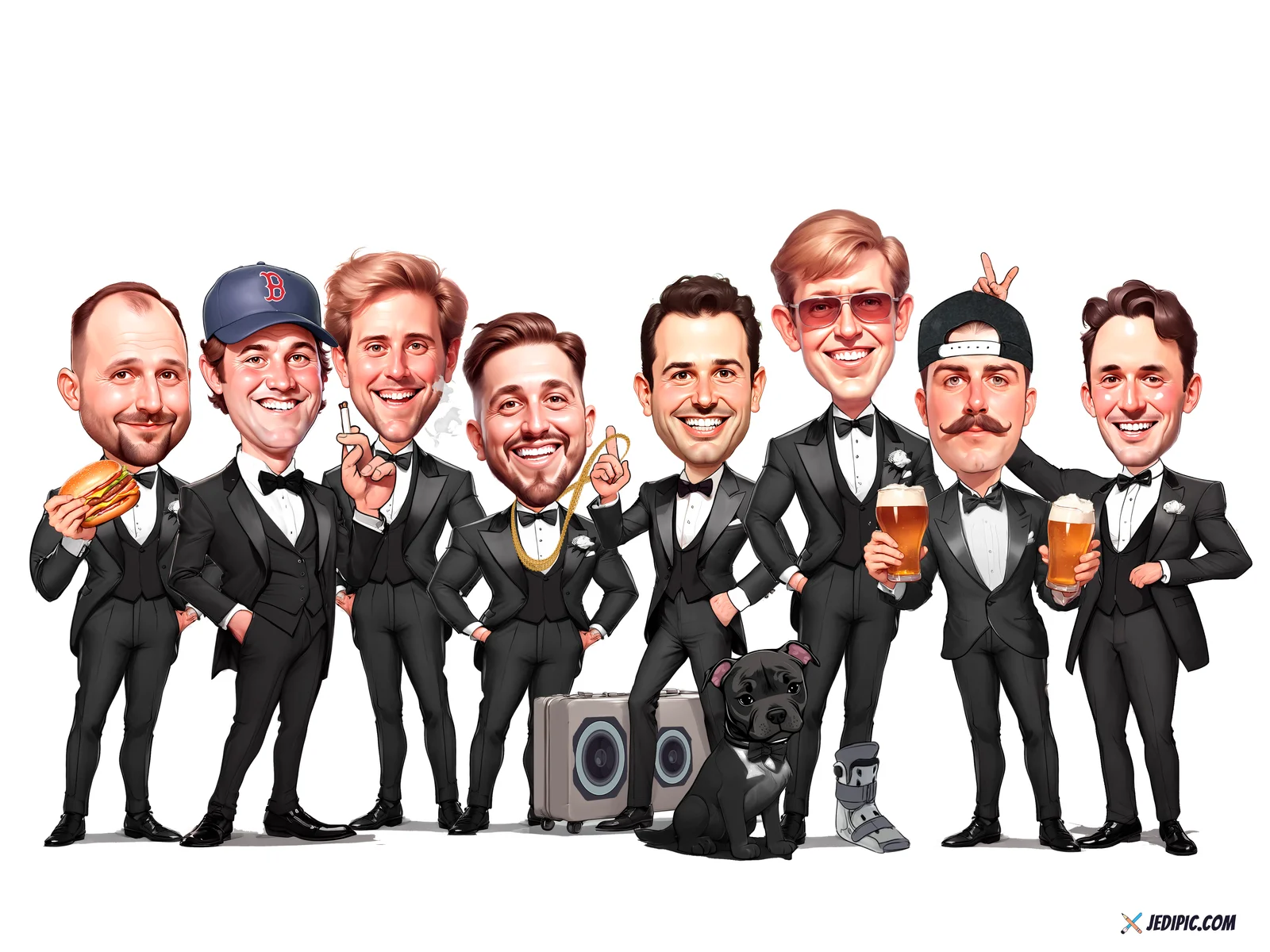 Custom Bachelorette Caricature from Photo — Personalized Bride and Bridesmaids Portrait Cartoon Party Gift