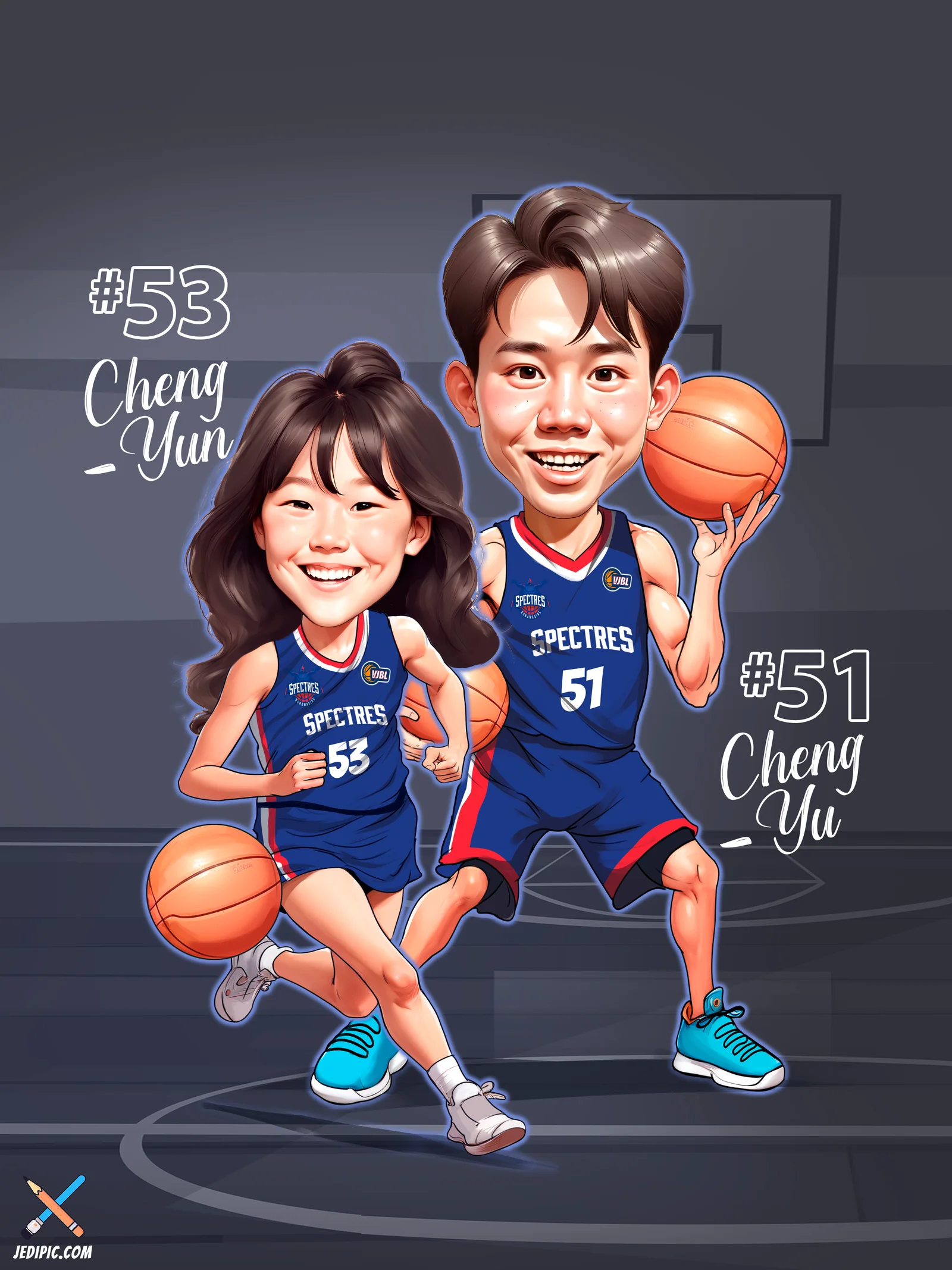 Custom Basketball Player Caricature from Photo — Personalized Hoops Portrait Cartoon Team MVP Gift for Him