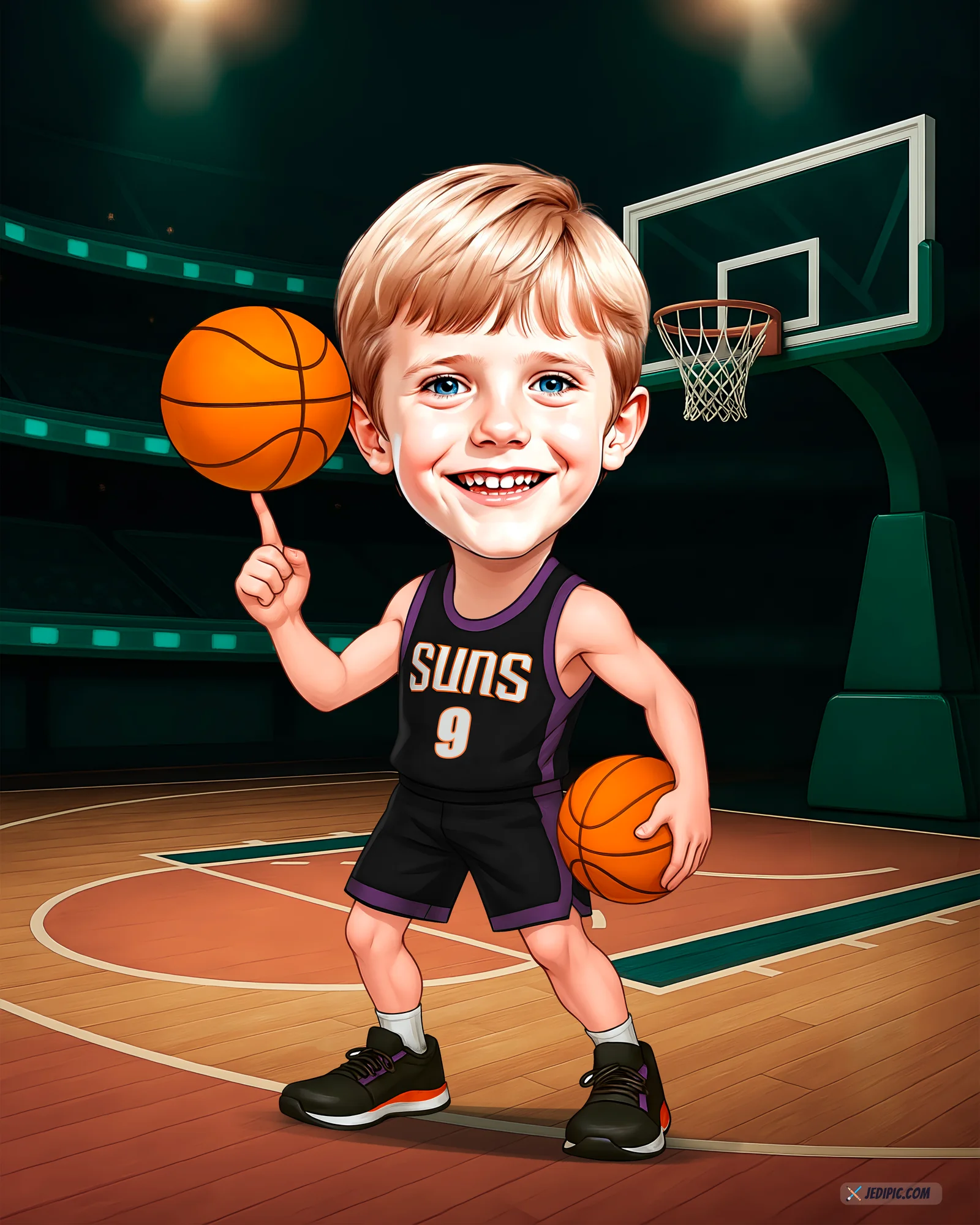 Custom Basketball Team Caricature from Photo — Personalized Hoops Squad Portrait Coach End of Season Gift