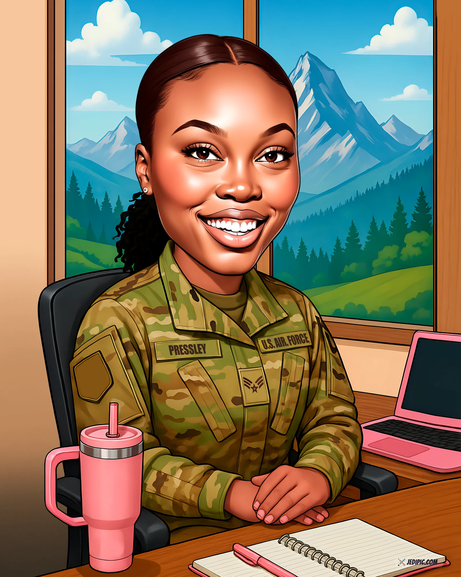 Custom Air Force Caricature from Photo — Personalized Airman Portrait Cartoon Squadron Promotion Gift Art