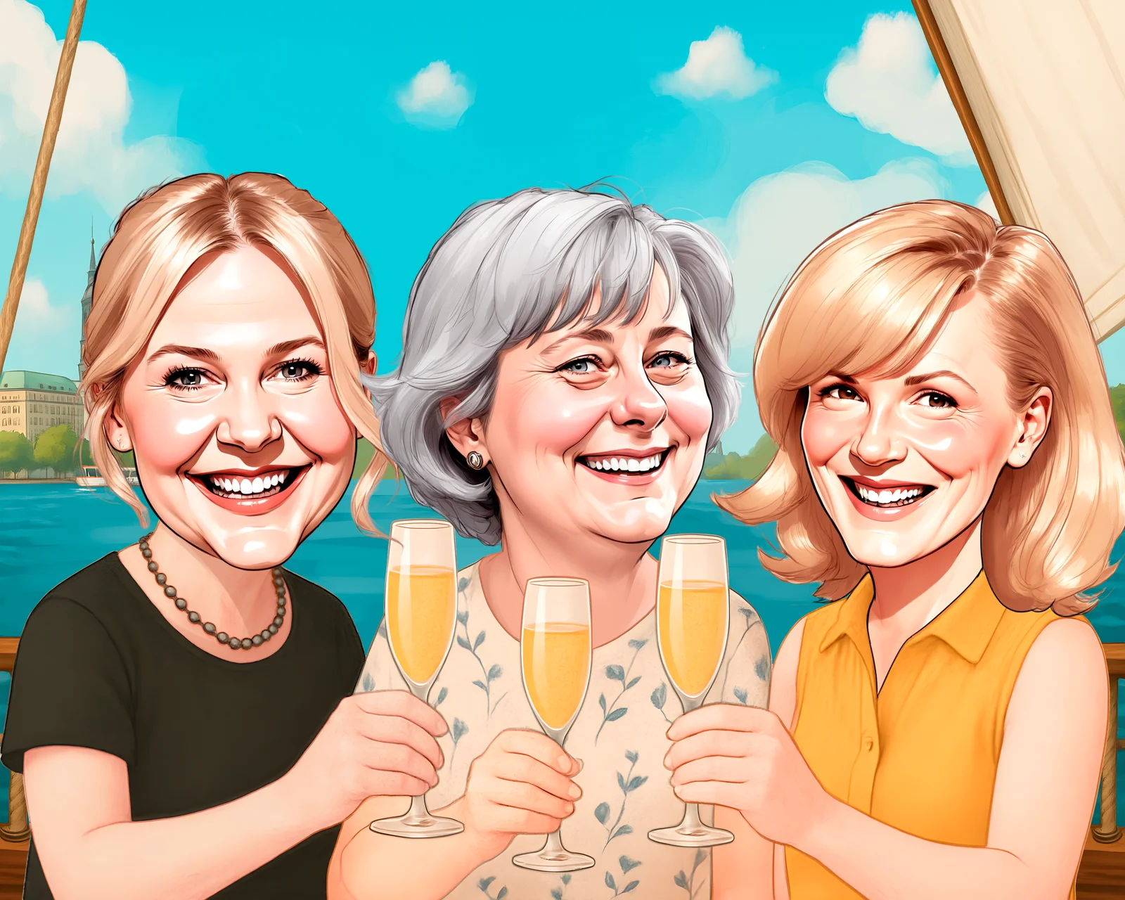 Custom Friends Caricature from Photo — Personalized Group Portrait Cartoon Vacation Reunion Bestie Gift