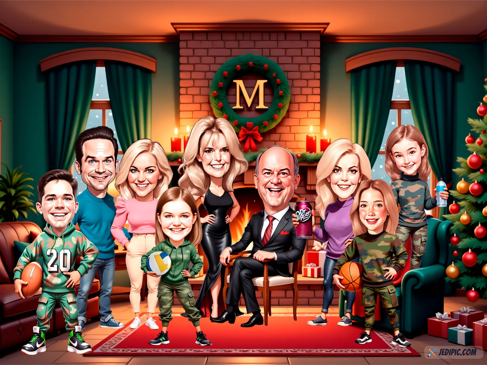 Custom Family Caricature from Photo — Personalized Parents and Children Cartoon Portrait Grandparent Gift