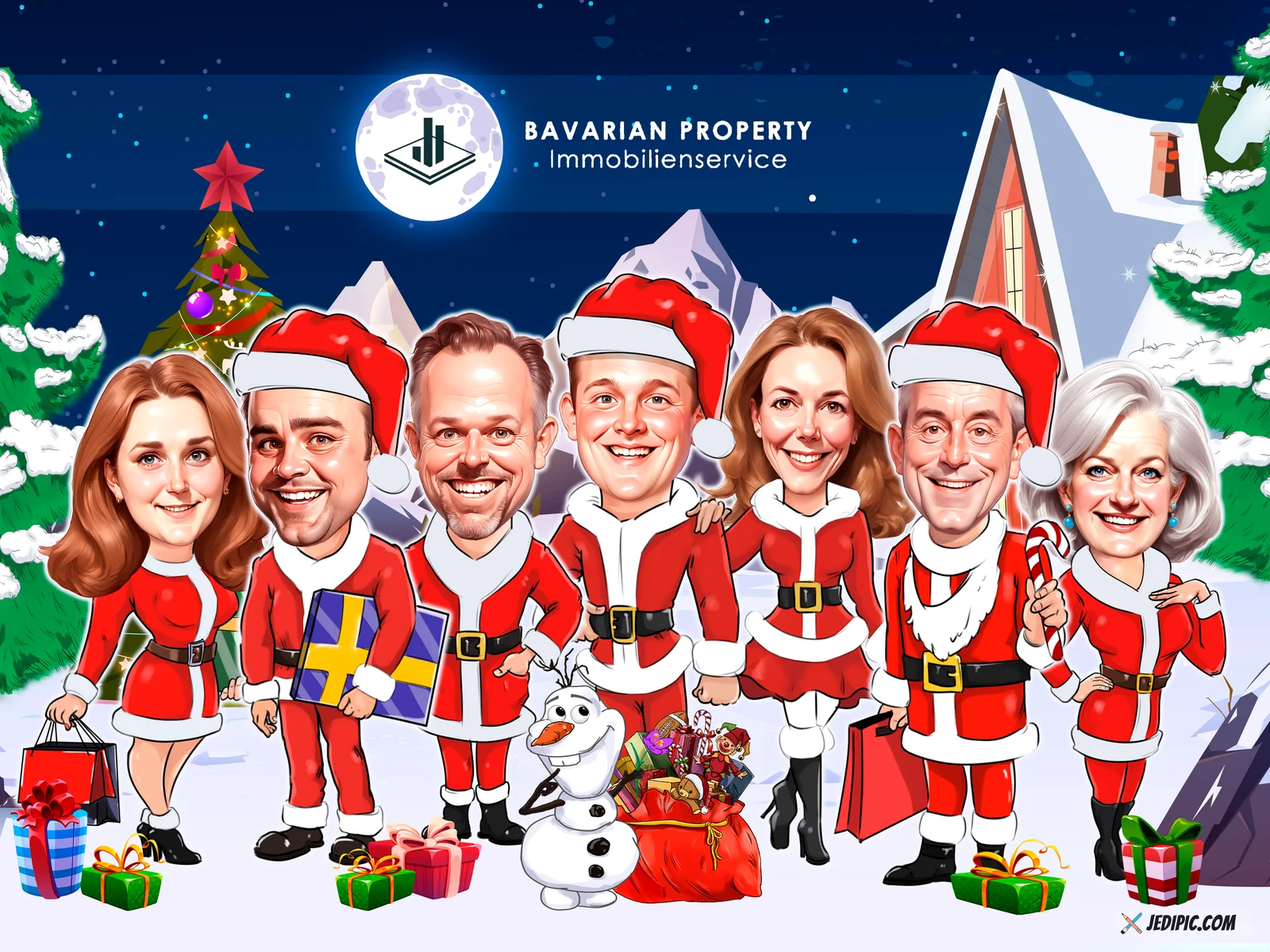 Custom Corporate Team Caricature from Photo — Personalized Manufacturing Crew Portrait Factory Group Gift