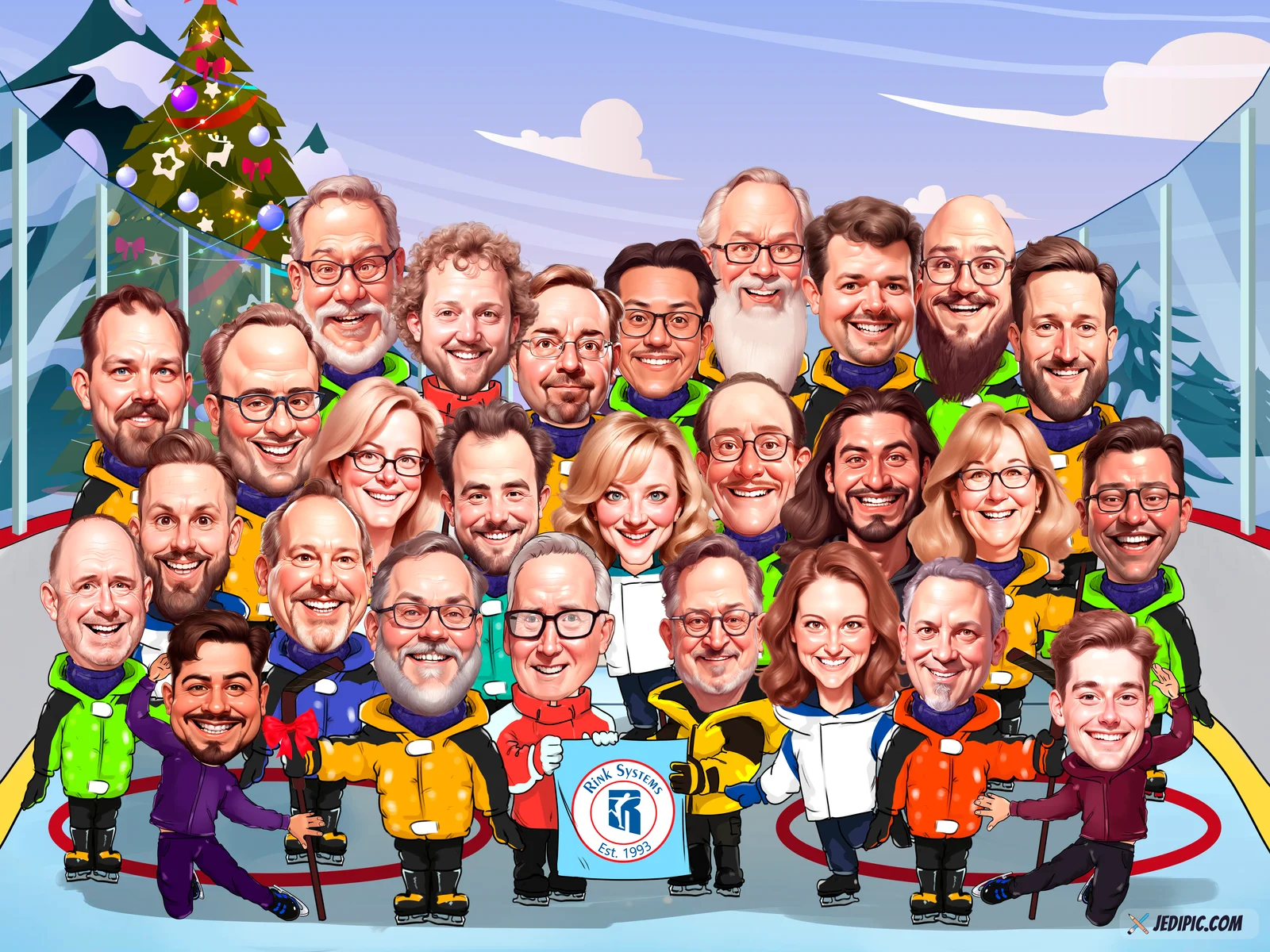 Custom Corporate Team Caricature from Photo — Personalized HR Department Portrait Employee Appreciation Gift