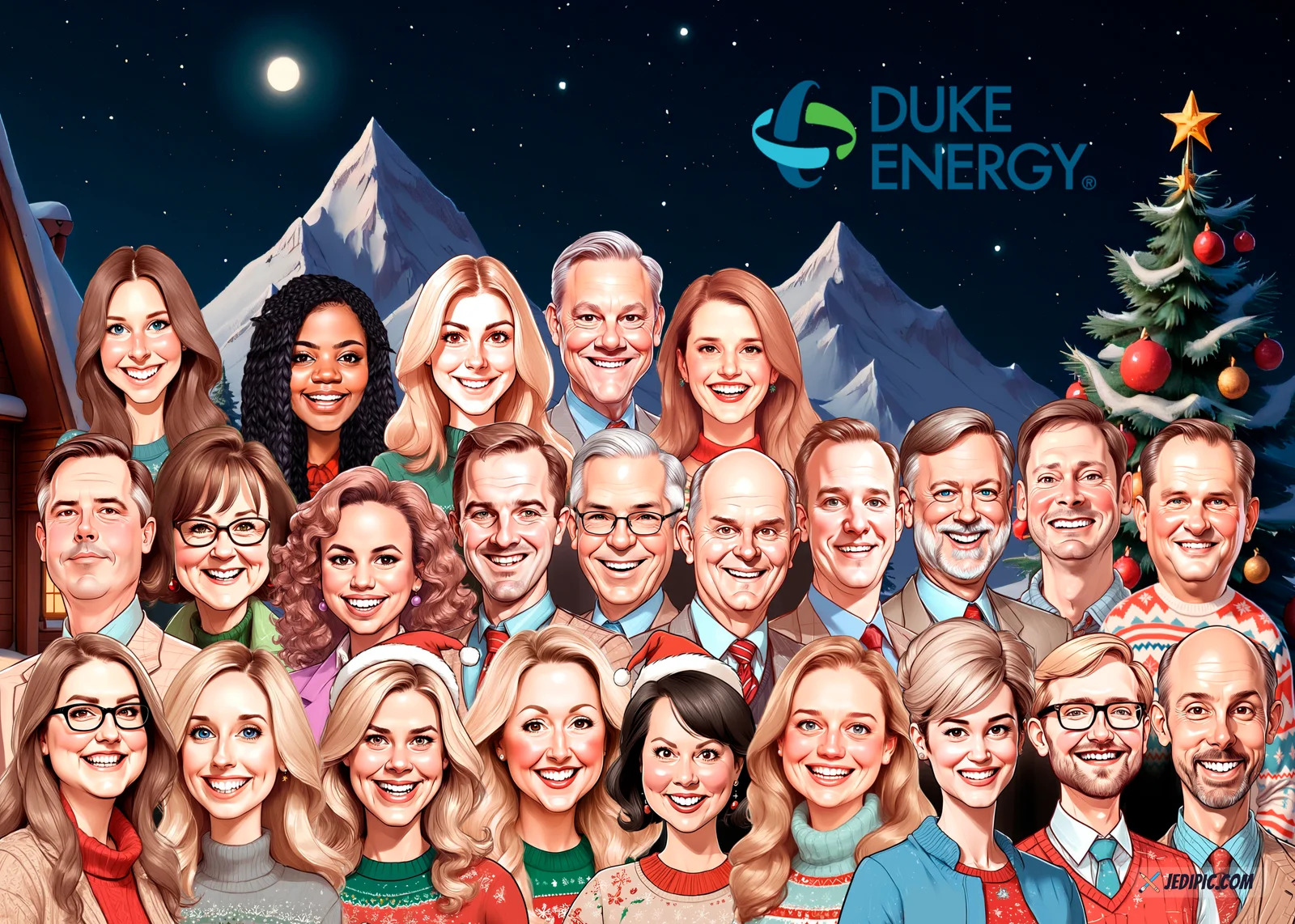 Custom Office Team Caricature from Photo — Personalized Company Group Portrait Coworker Farewell Corporate Milestone Gift