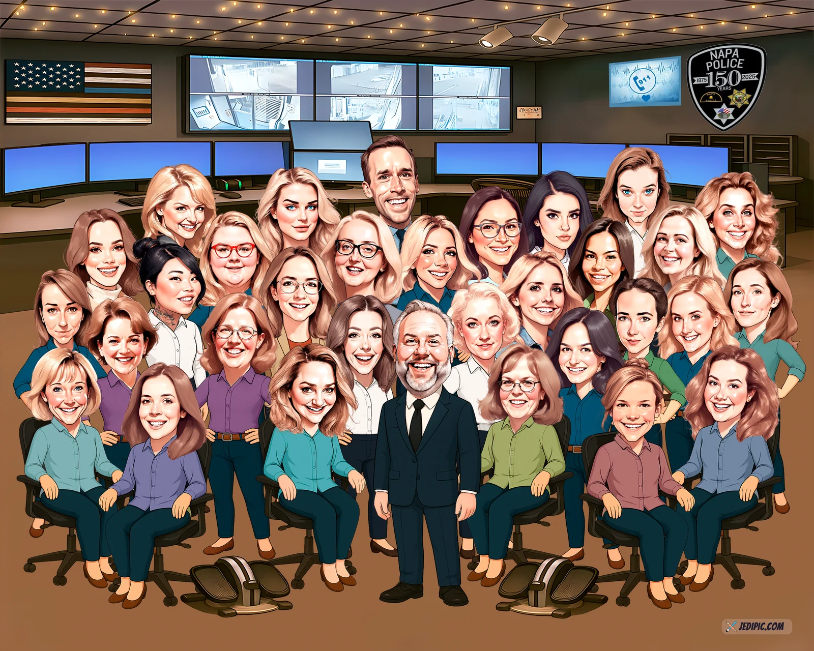 Custom Corporate Team Caricature from Photo — Personalized Coworker Group Portrait Leadership Offsite Boss Farewell Gift