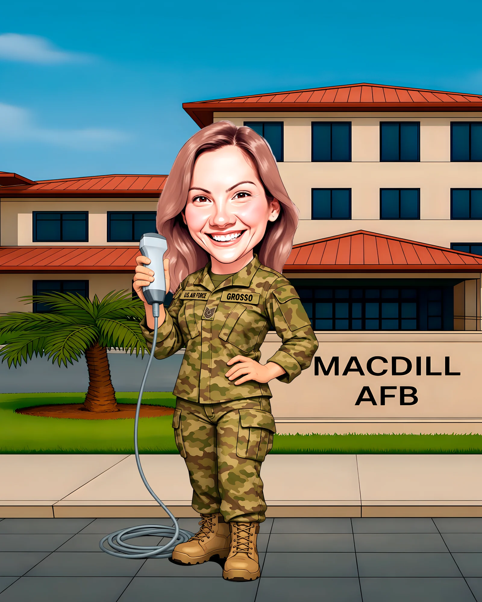 Custom Air Force Caricature from Photo — Personalized Pilot Aviator Portrait USAF Retirement Promotion Squadron Gift