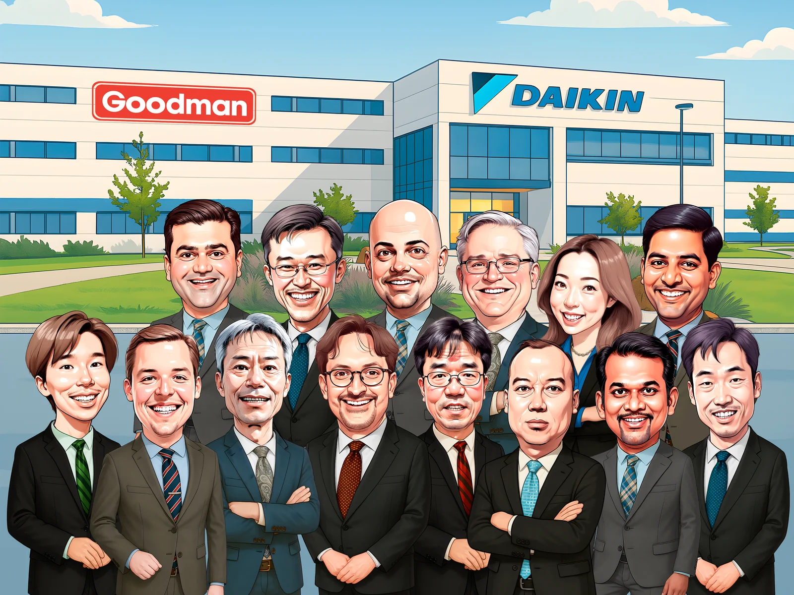 Custom Corporate Team Caricature from Photo — Personalized Coworker Group Portrait Office Project Success Recognition Gift