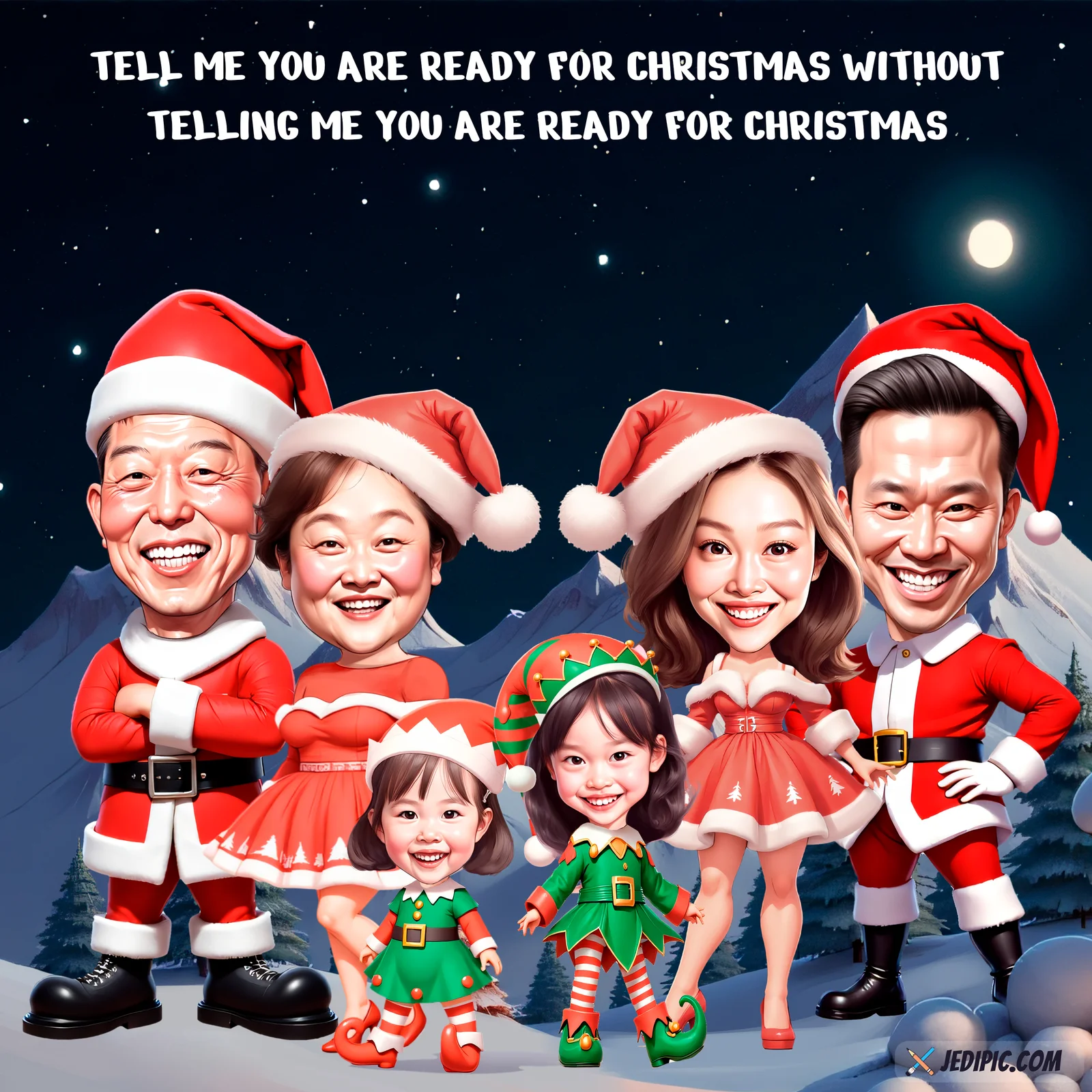 Custom Family Caricature from Photo — Personalized Parents and Kids Portrait Home Anniversary Hand-Drawn Keepsake Gift