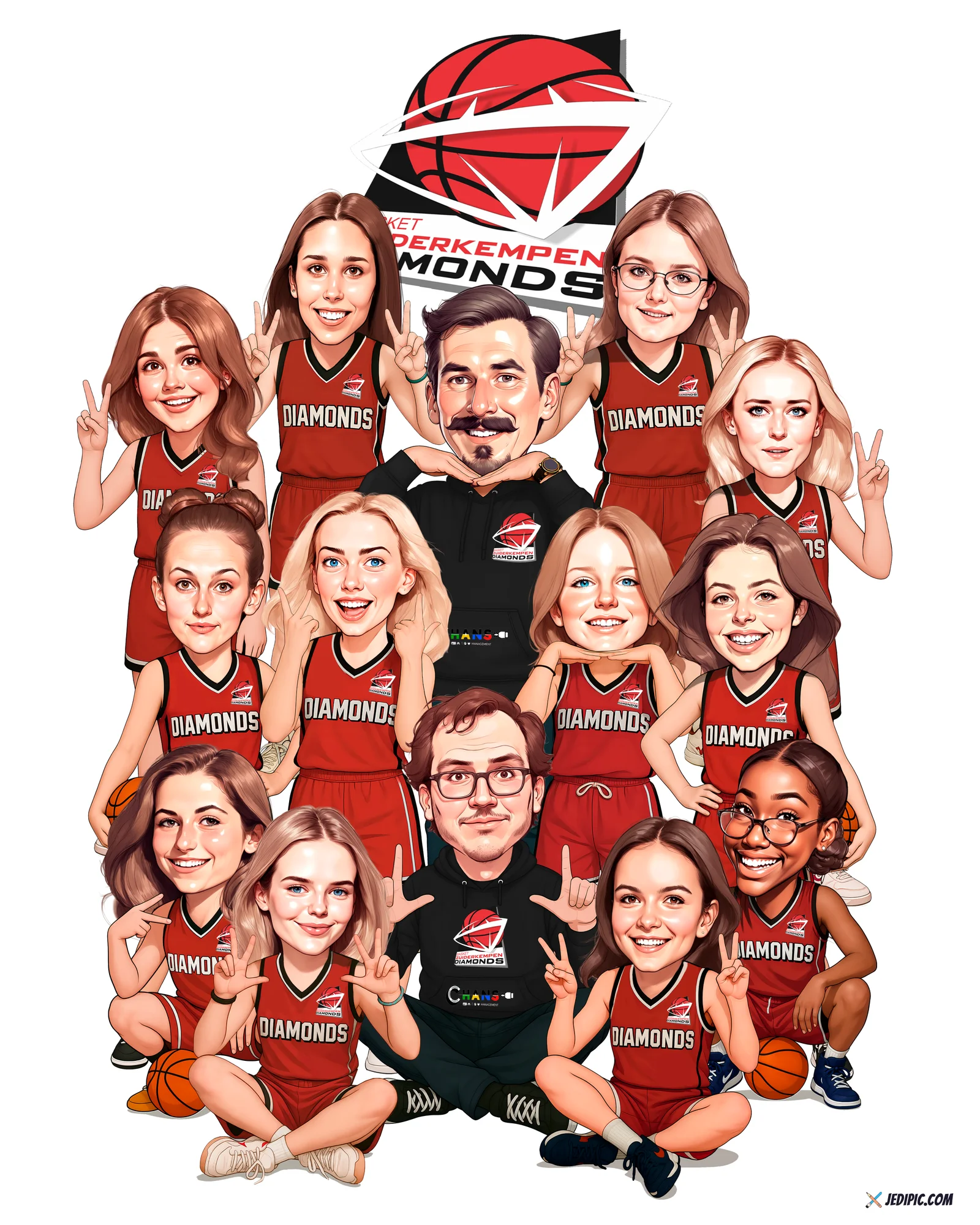 Custom Basketball Caricature from Photo — Personalized Baller Portrait Hoops Player Team Coach Season Ending Gift