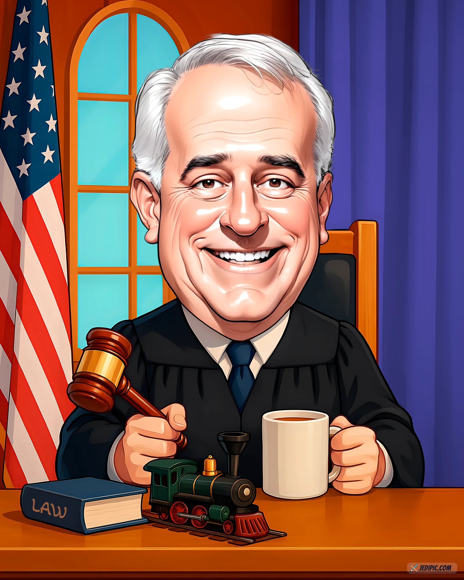 Custom Judge Caricature from Photo — Personalized Robe and Gavel Portrait Law Career Milestone Hand-Drawn Bench Gift
