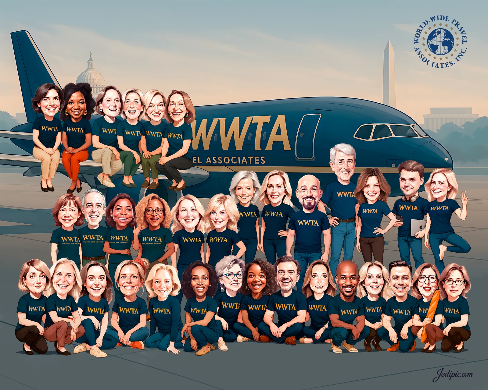 Custom Corporate Team Caricature from Photo — Personalized Office Group Portrait Company Kickoff Hand-Drawn Coworker Gift