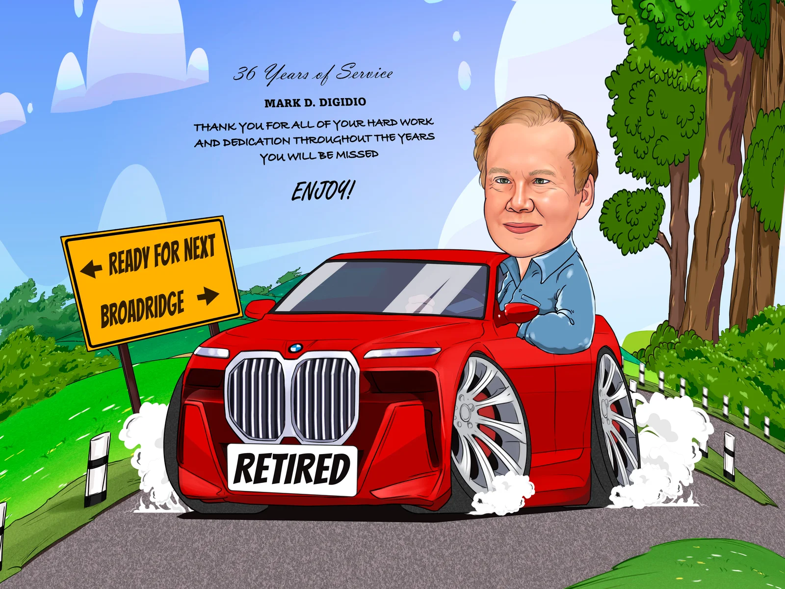 Custom Retirement Caricature from Photo — Personalized Retiree Portrait Career Farewell Coworker Send-Off Hand-Drawn Gift