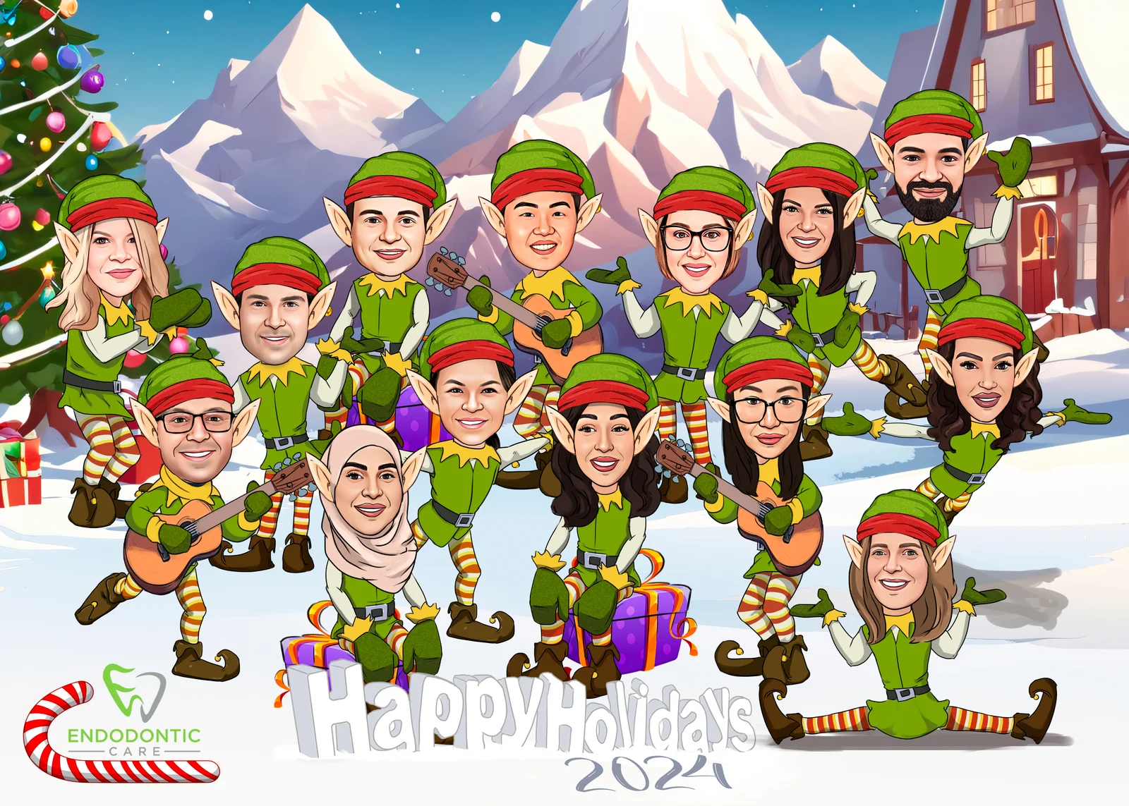 Custom Corporate Team Caricature from Photo — Personalized Company Group Portrait Hand-Drawn Boss Farewell Recognition Gift