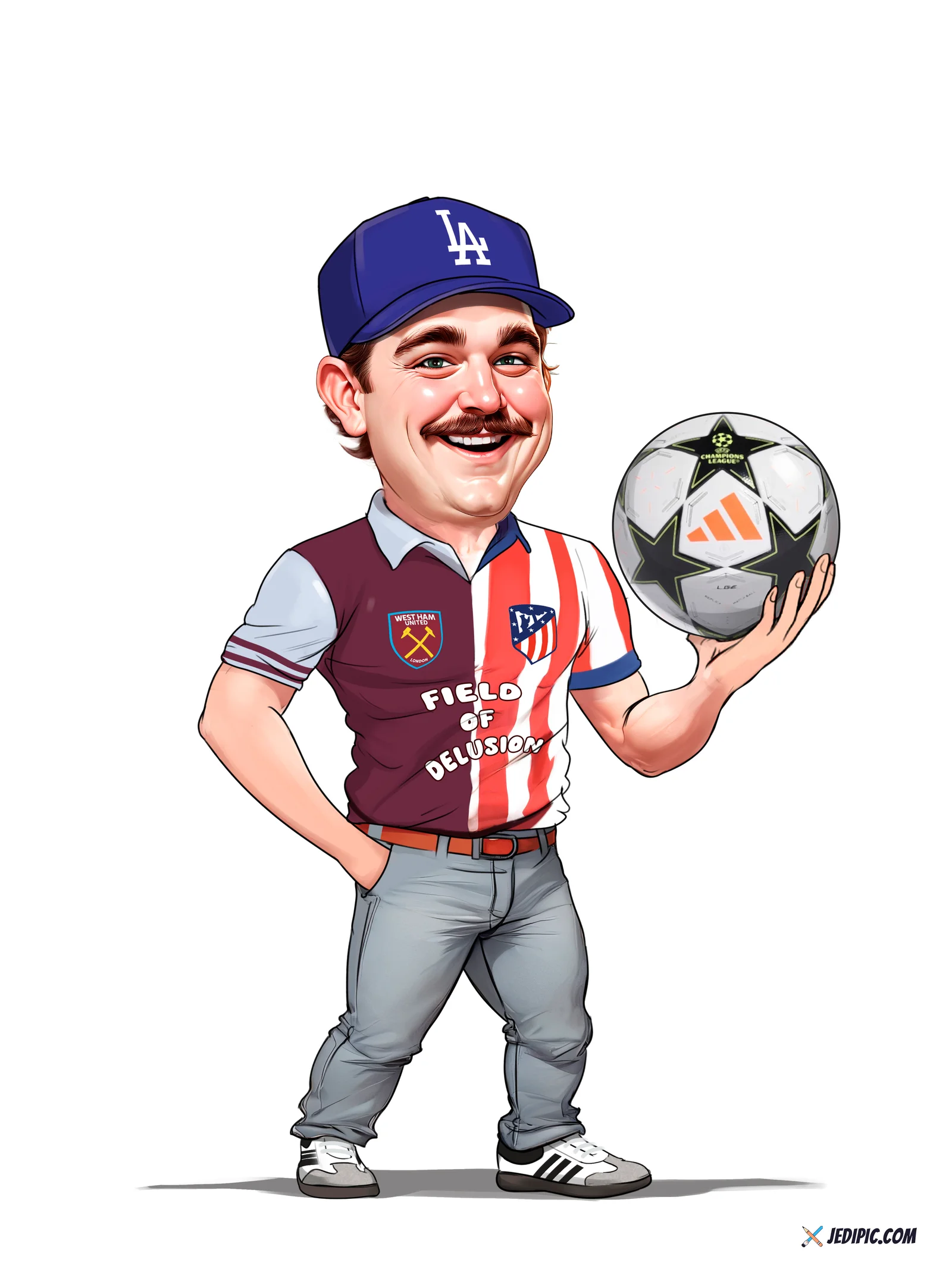 Custom Soccer Caricature from Photo — Personalized Football Player Portrait Kit Cleats Hand-Drawn Team Coach Gift